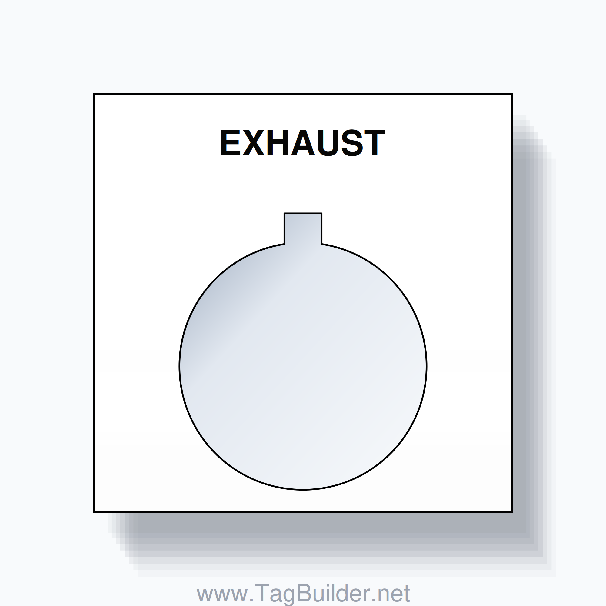 22mm Ring Tag – EXHAUST, Single-Line Square, Allen-Bradley Compatible, Black on White