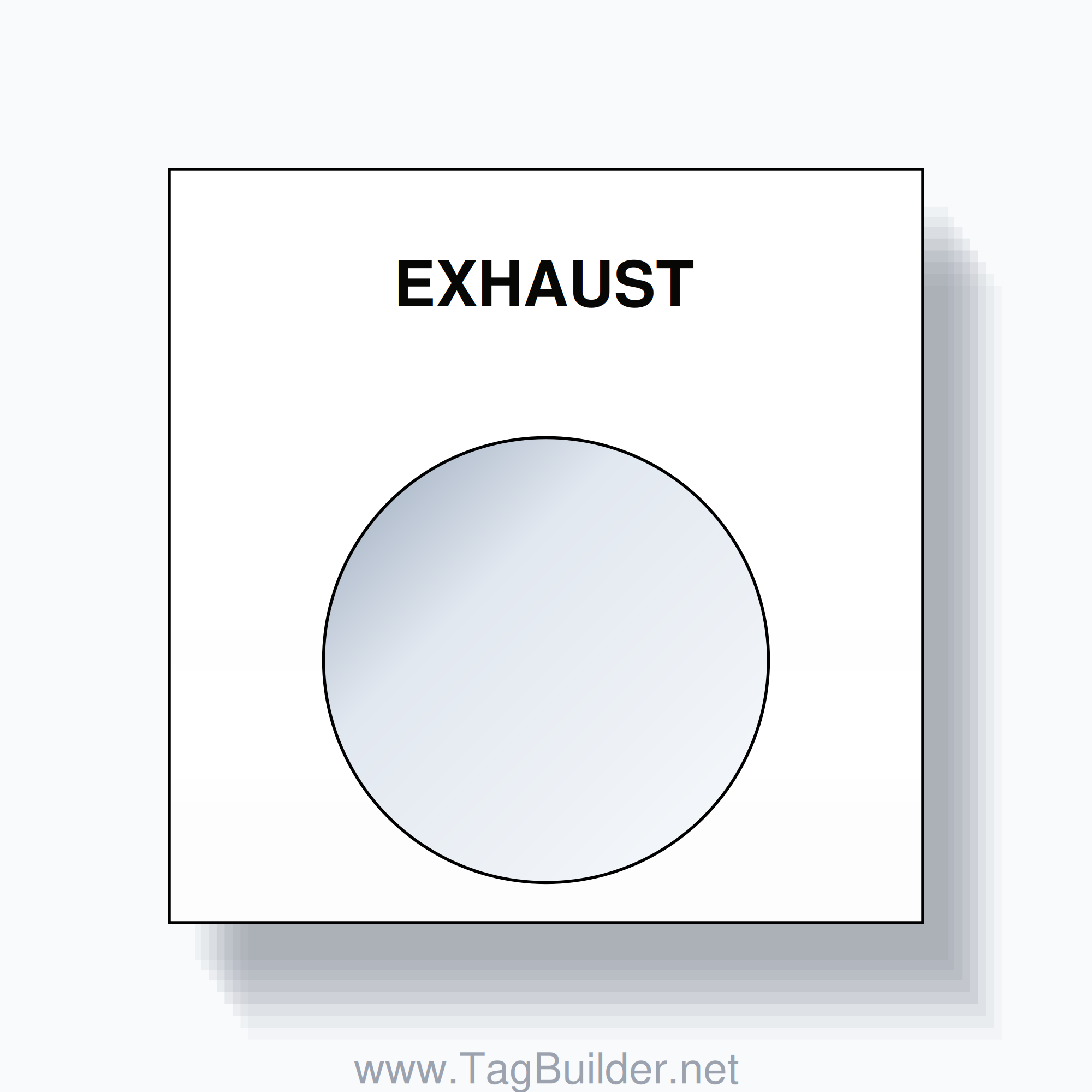 22mm Ring Tag – EXHAUST, Single-Line Square, Black on White