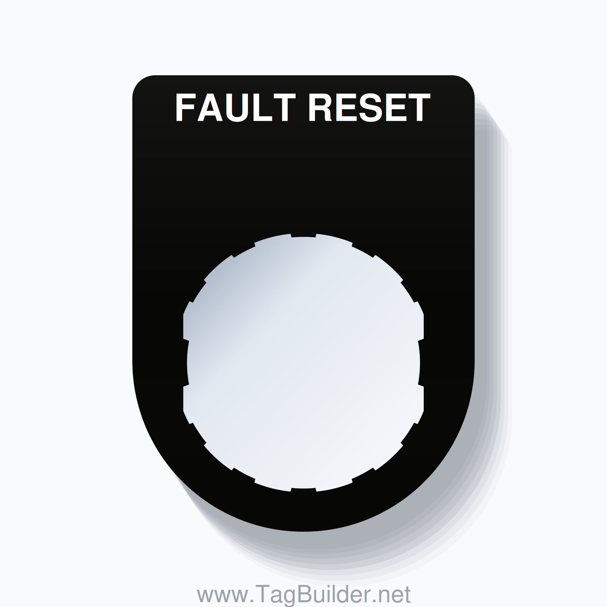 22mm Ring Tag – FAULT RESET, Single-Line Slim, Schneider Electric Compatible, White on Black