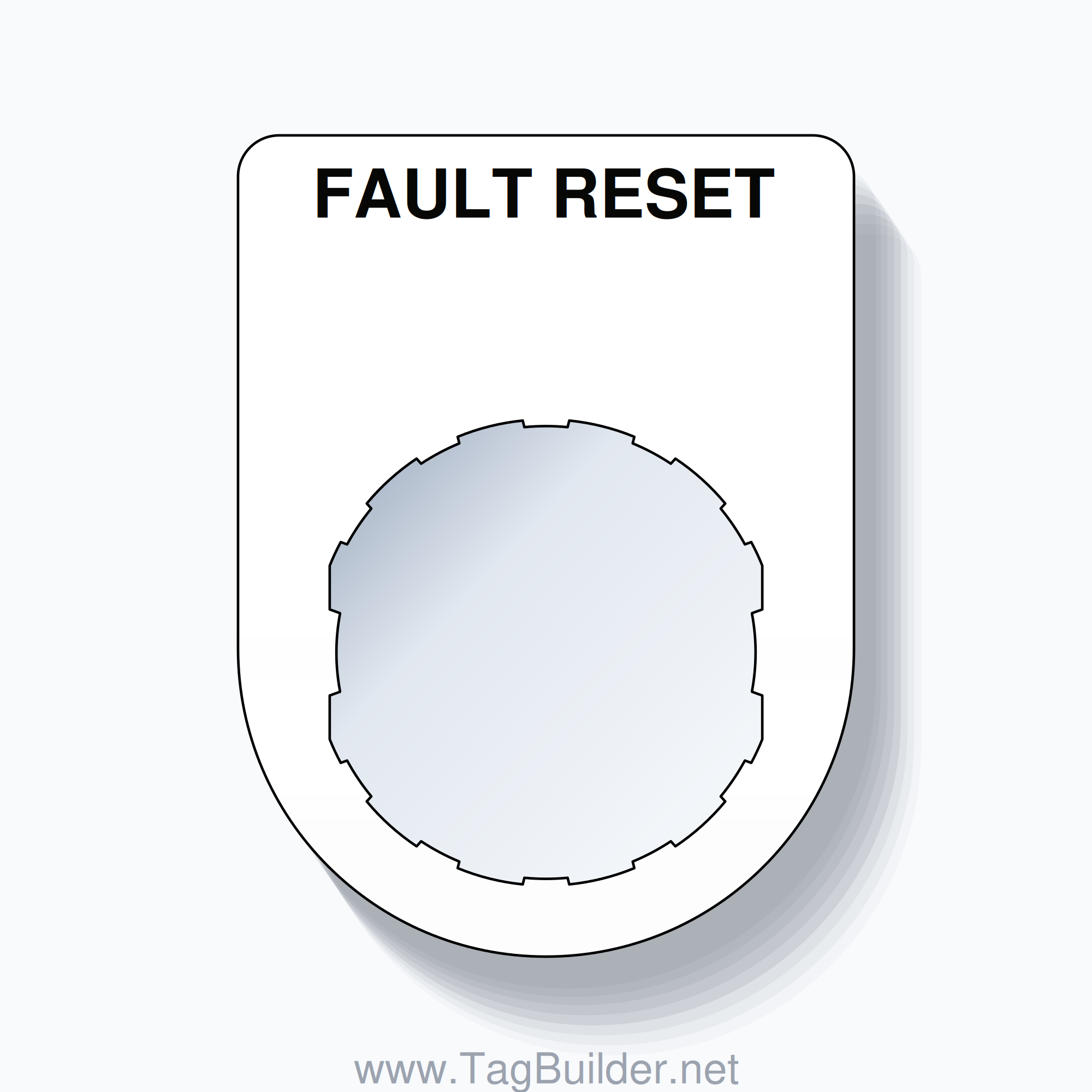 22mm Ring Tag – FAULT RESET, Single-Line Slim, Schneider Electric Compatible, Black on White