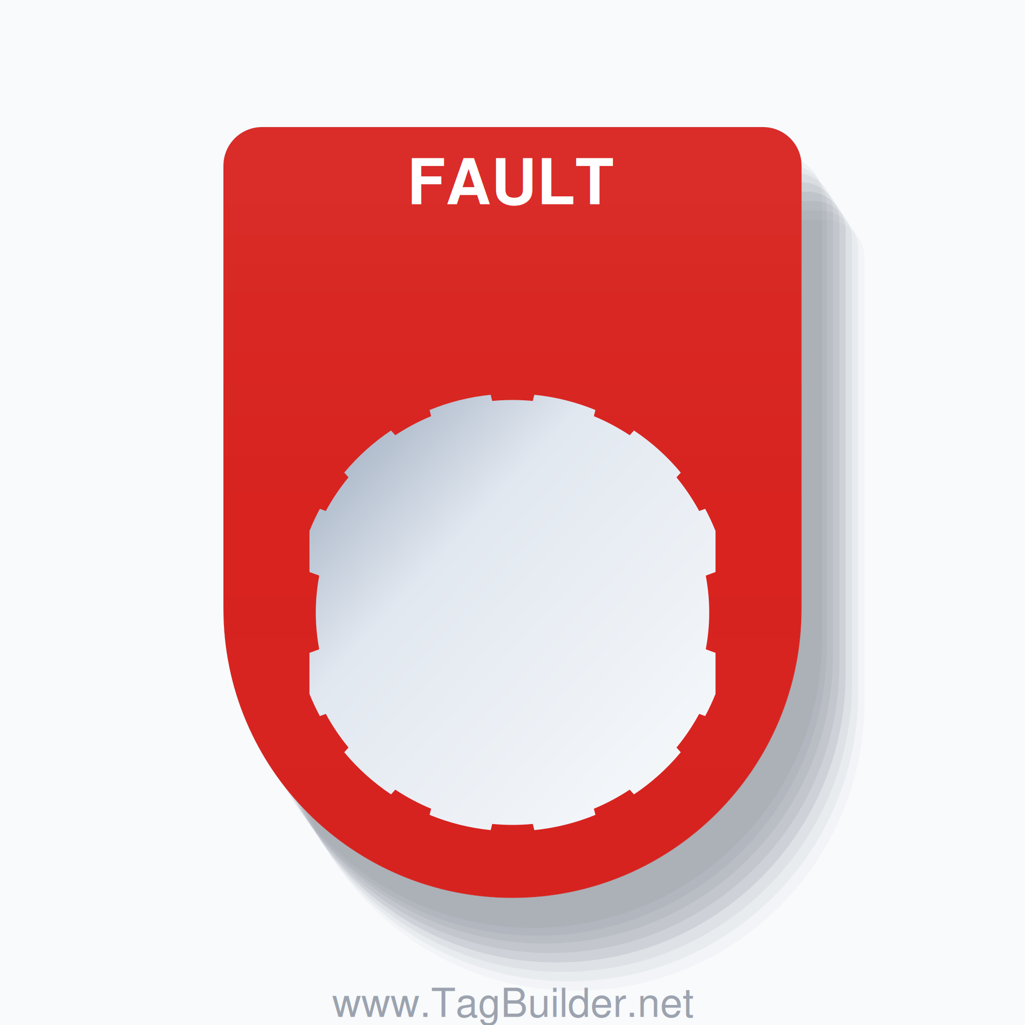 22mm Ring Tag – FAULT, Single-Line Slim, Schneider Electric Compatible, White on Red