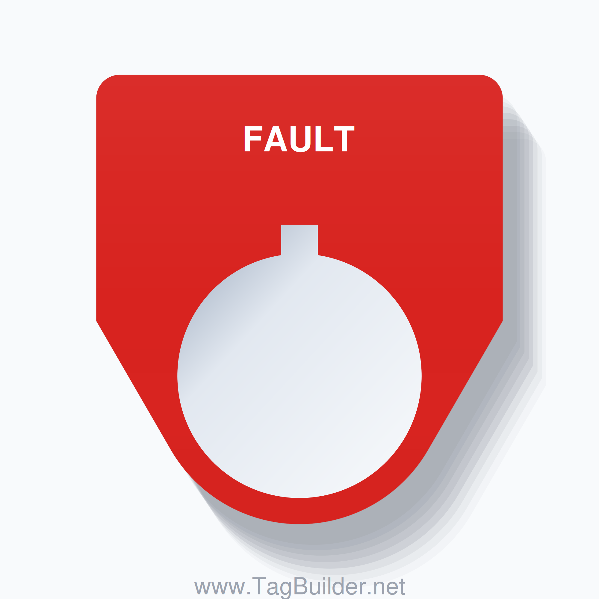 22mm Ring Tag – FAULT, Single-Line Traditional, Allen-Bradley Compatible, White on Red