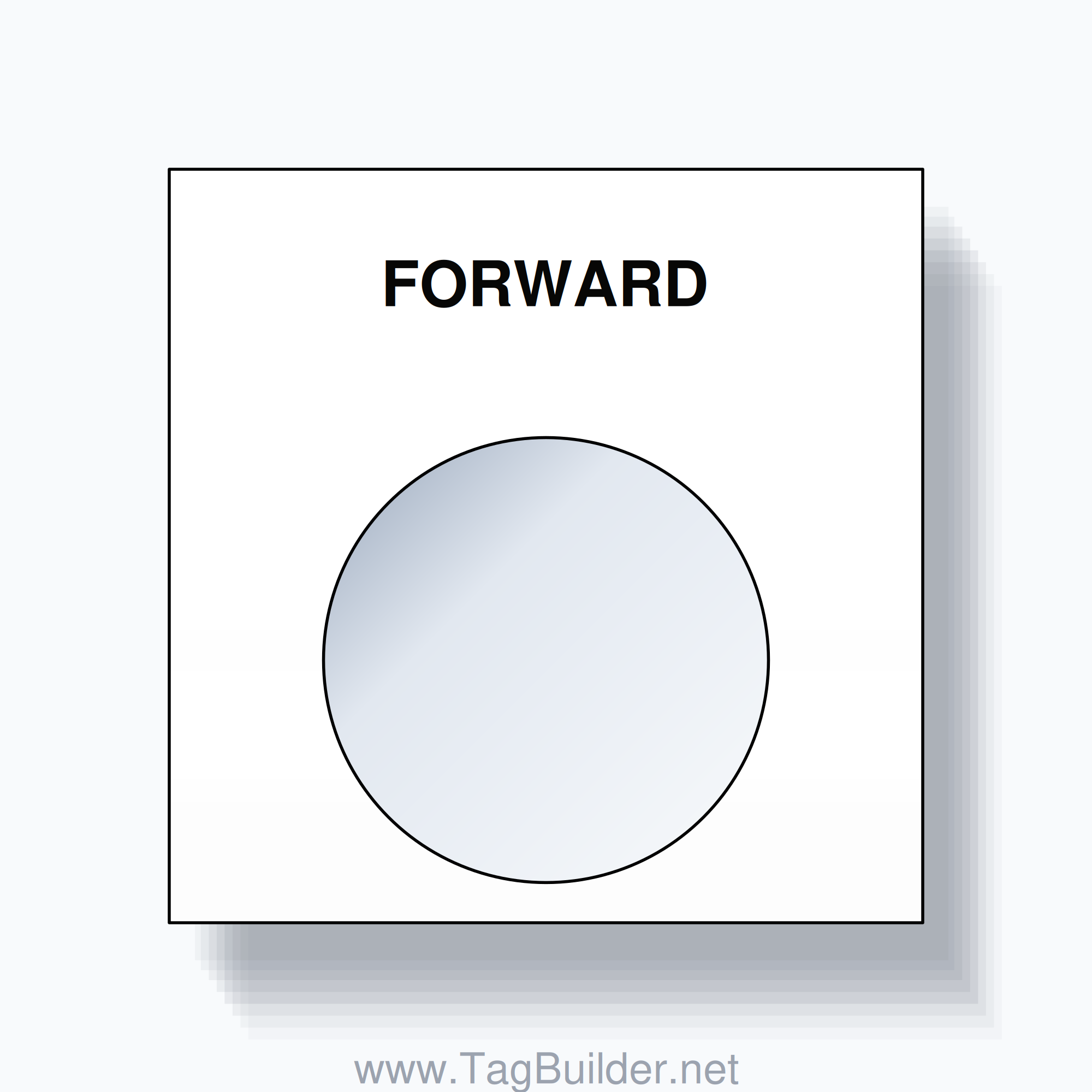 22mm Ring Tag – FORWARD, Single-Line Square, Black on White