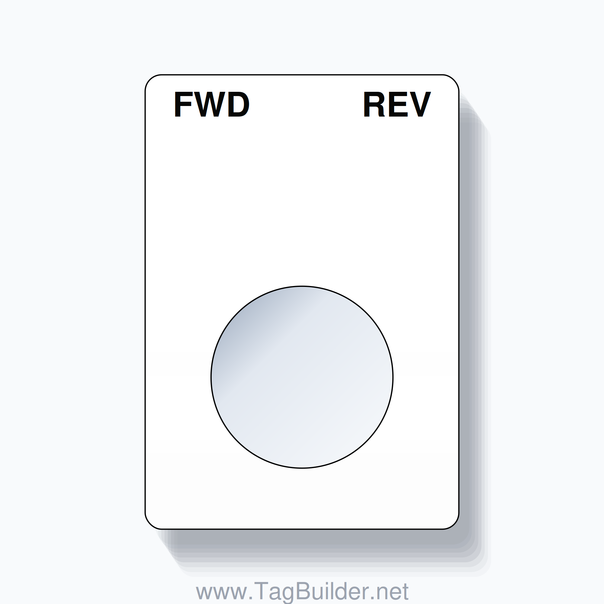 22mm Ring Tag – FWD REV, Two-Line Rounded, Black on White