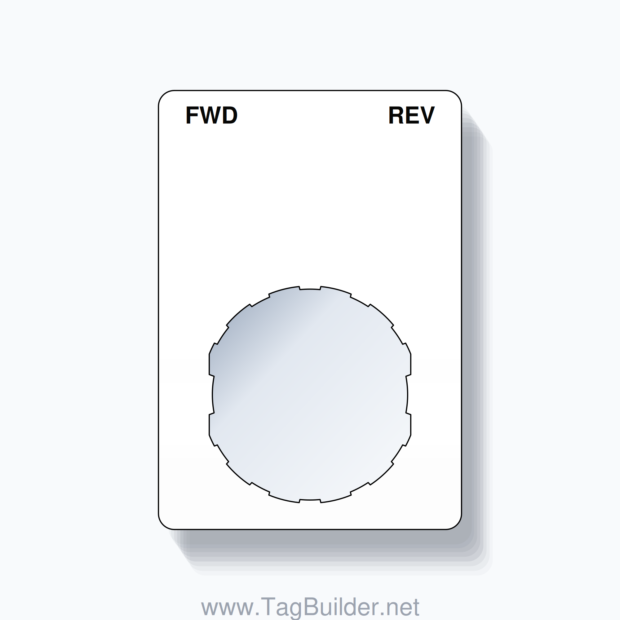 22mm Ring Tag – FWD REV, Two-Line Rounded, Schneider Electric Compatible, Black on White