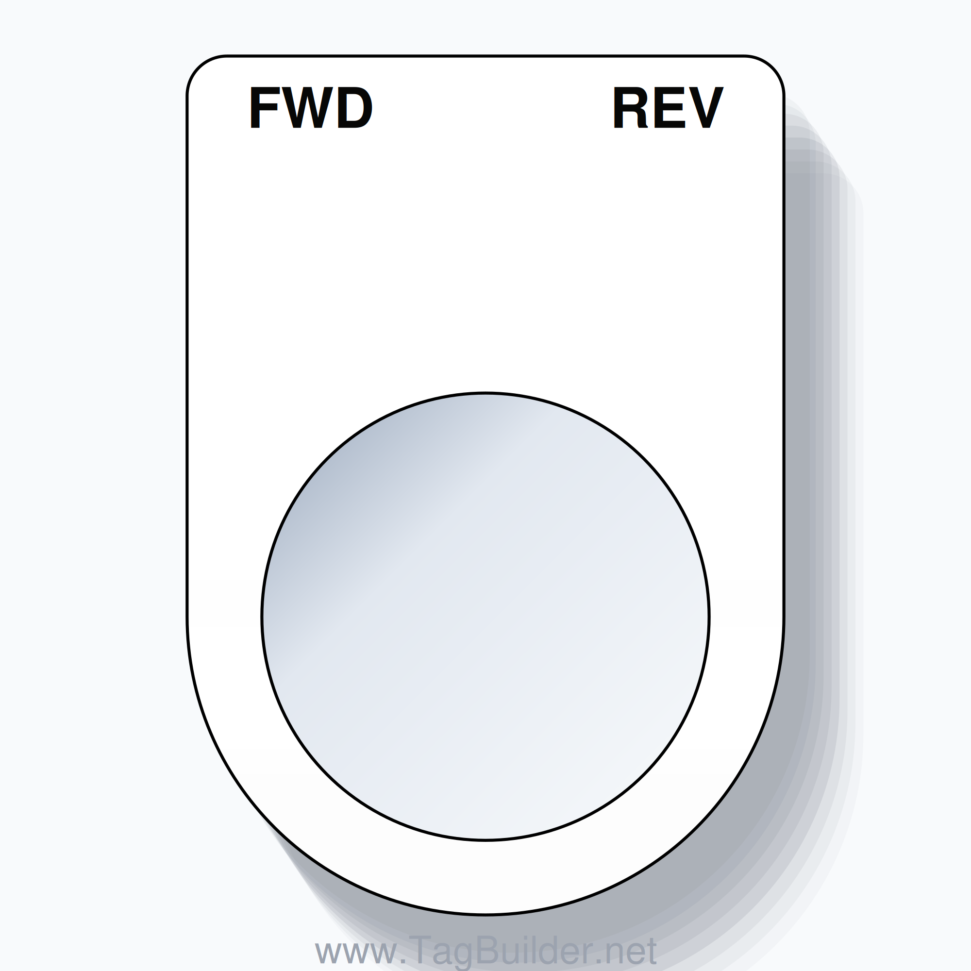 22mm Ring Tag – FWD REV, Two-Line Slim, Black on White