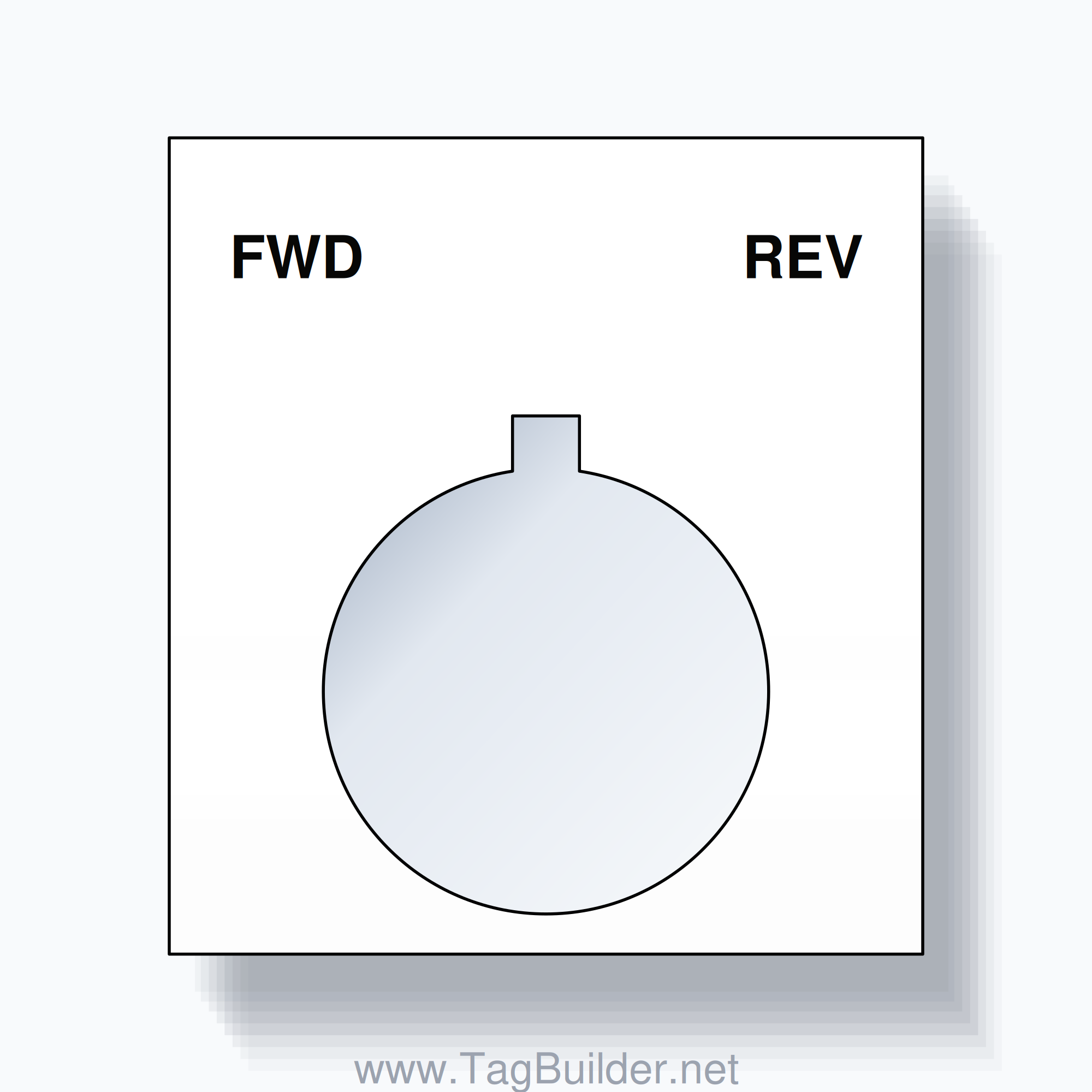 22mm Ring Tag – FWD REV, Two-Line Square, Allen-Bradley Compatible, Black on White