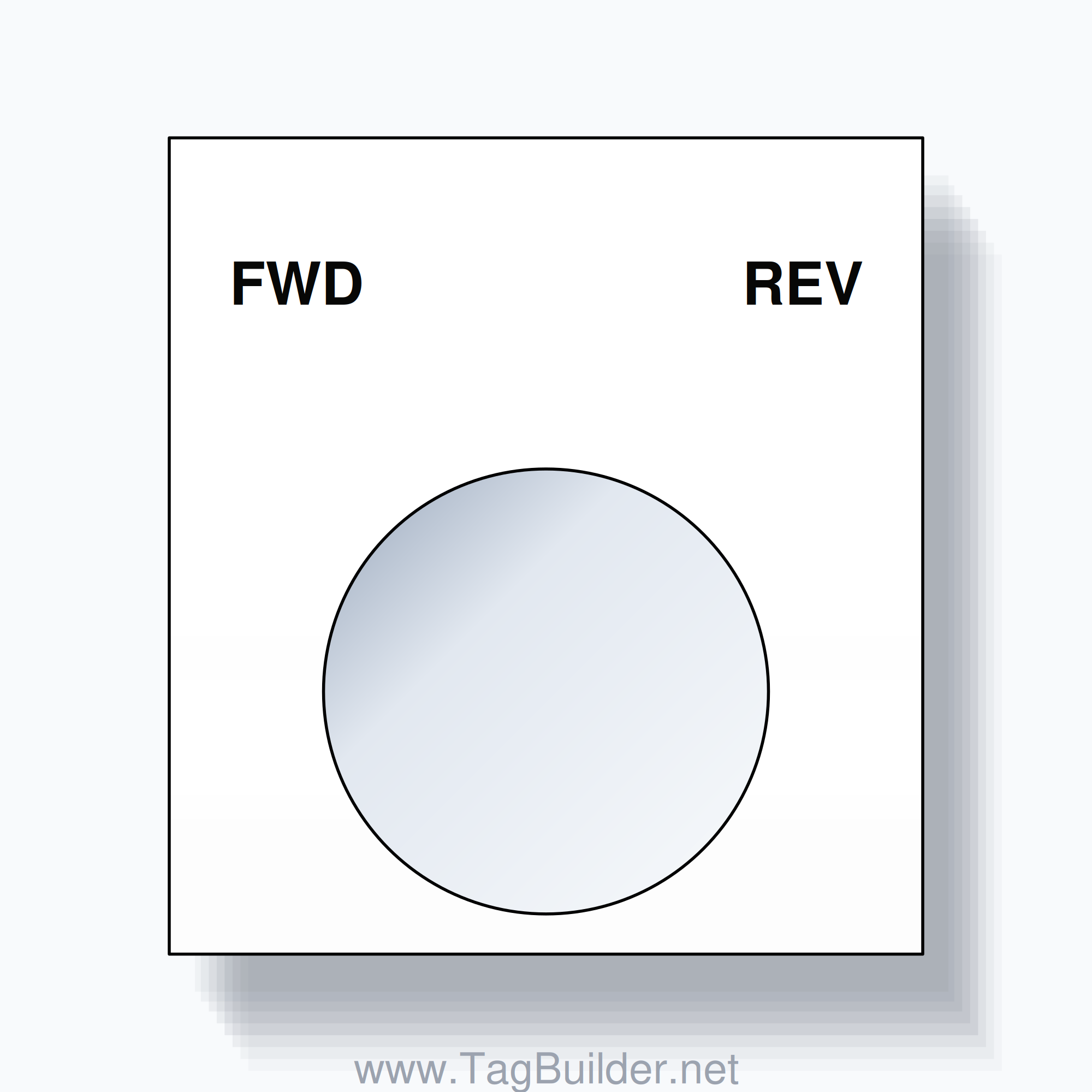 22mm Ring Tag – FWD REV, Two-Line Square, Black on White