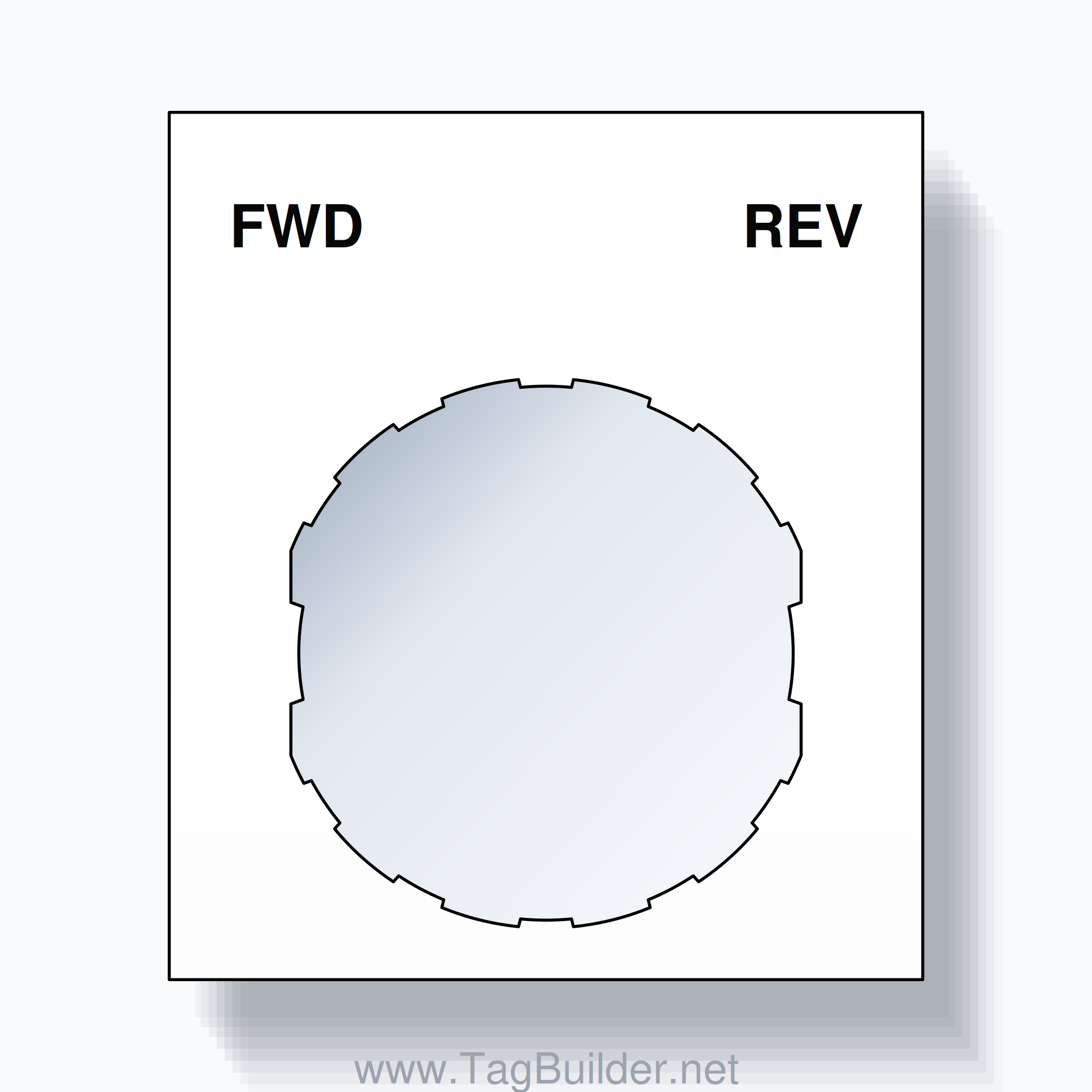 22mm Ring Tag – FWD REV, Two-Line Square, Schneider Electric Compatible, Black on White