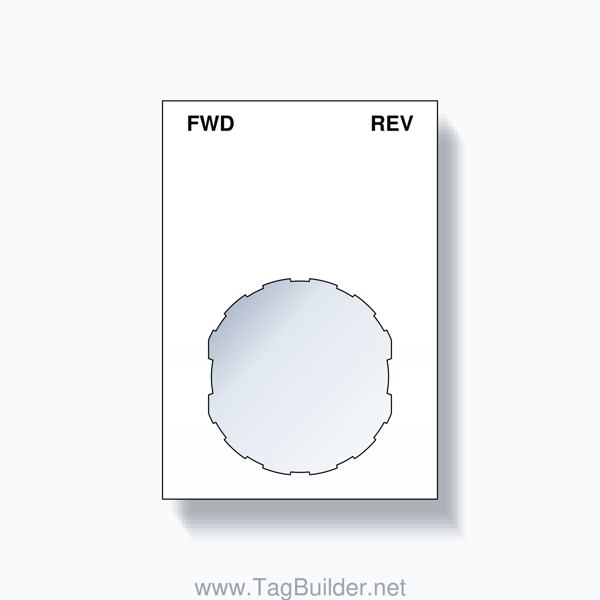 22mm Ring Tag – FWD REV, Two-Line Squared, Schneider Electric Compatible, Black on White