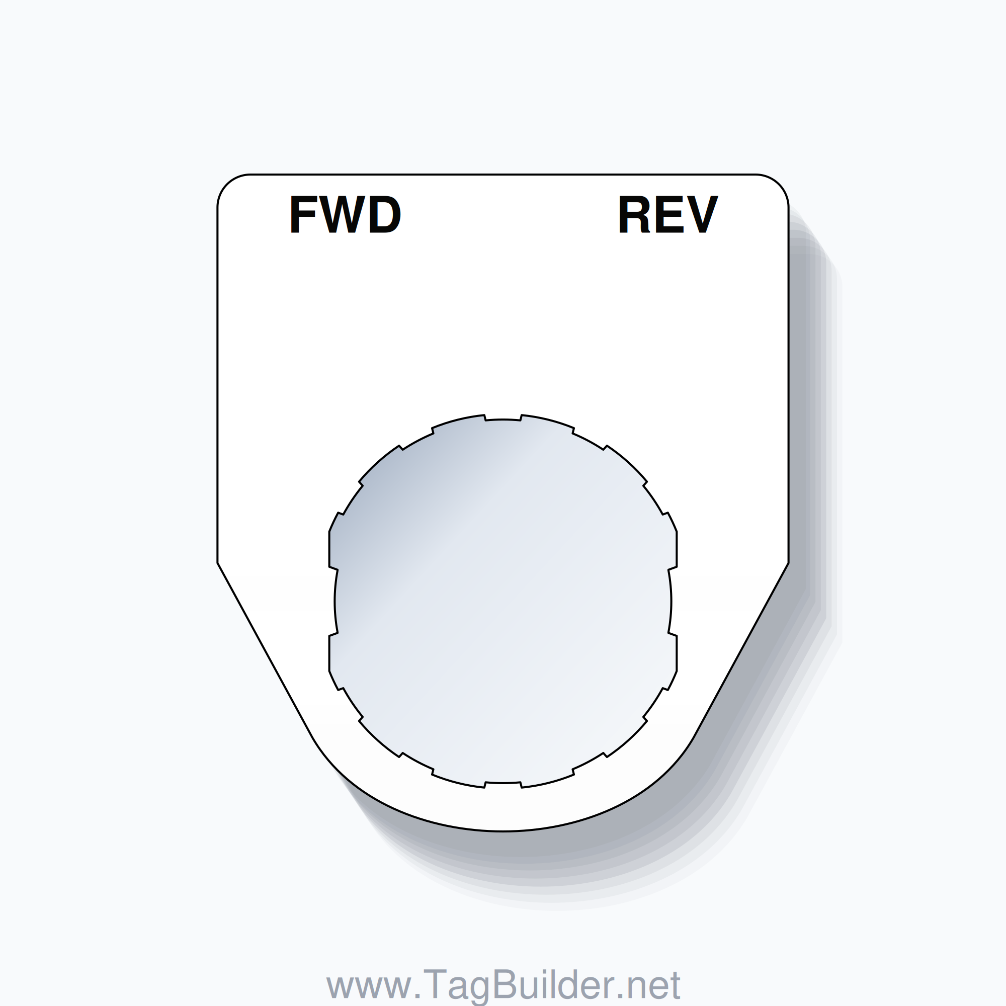 22mm Ring Tag – FWD REV, Two-Line Traditional, Schneider Electric Compatible, Black on White