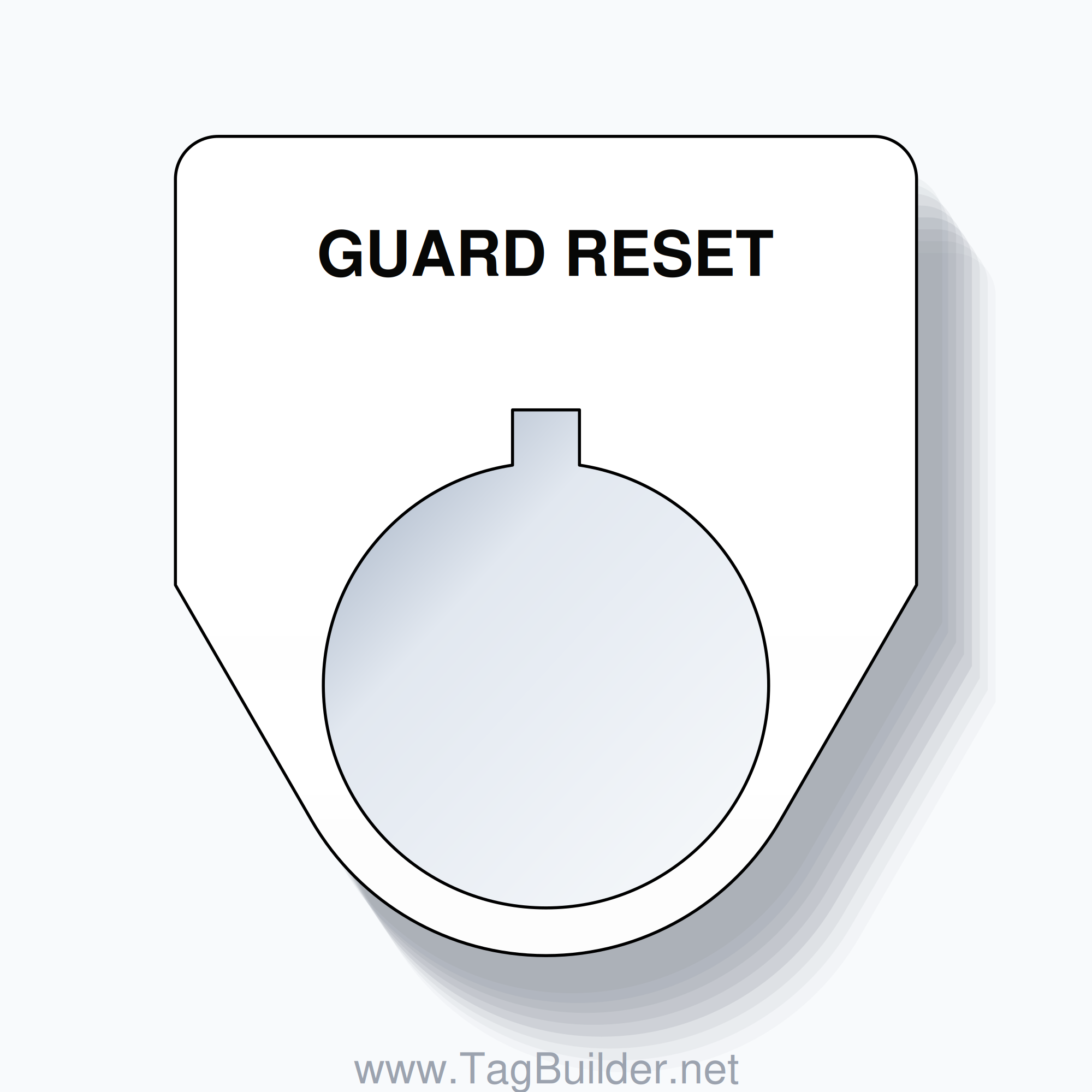 22mm Ring Tag – GUARD RESET, Single-Line Traditional, Allen-Bradley Compatible, Black on White