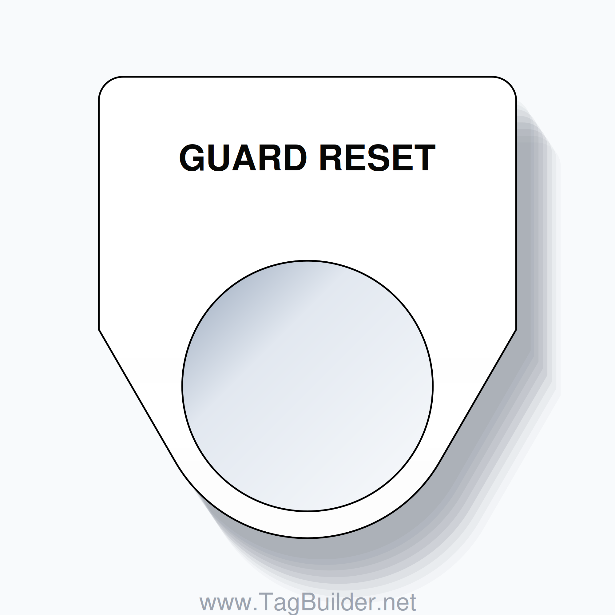 22mm Ring Tag – GUARD RESET, Single-Line Traditional, Black on White