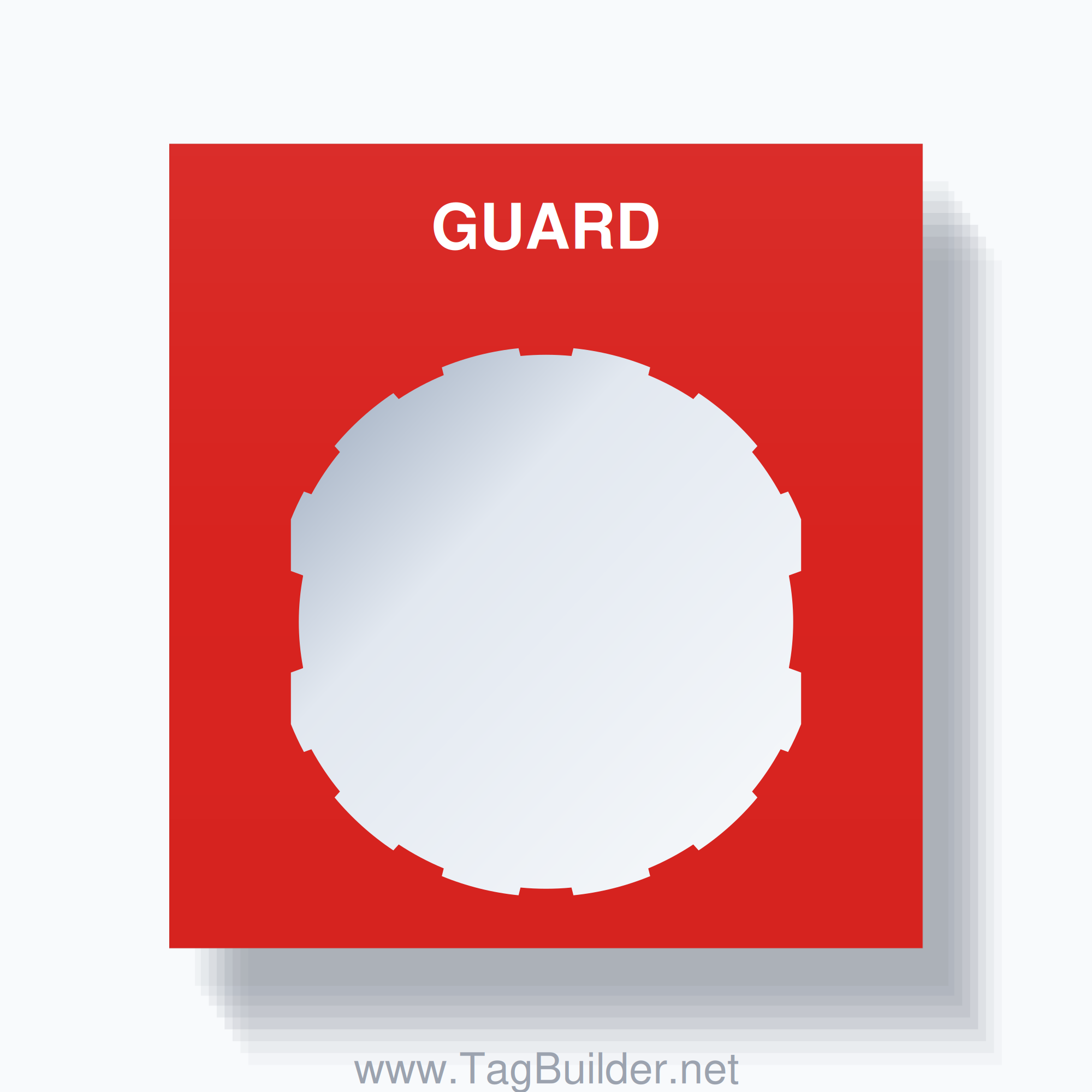 22mm Ring Tag – GUARD, Single-Line Square, Schneider Electric Compatible, White on Red