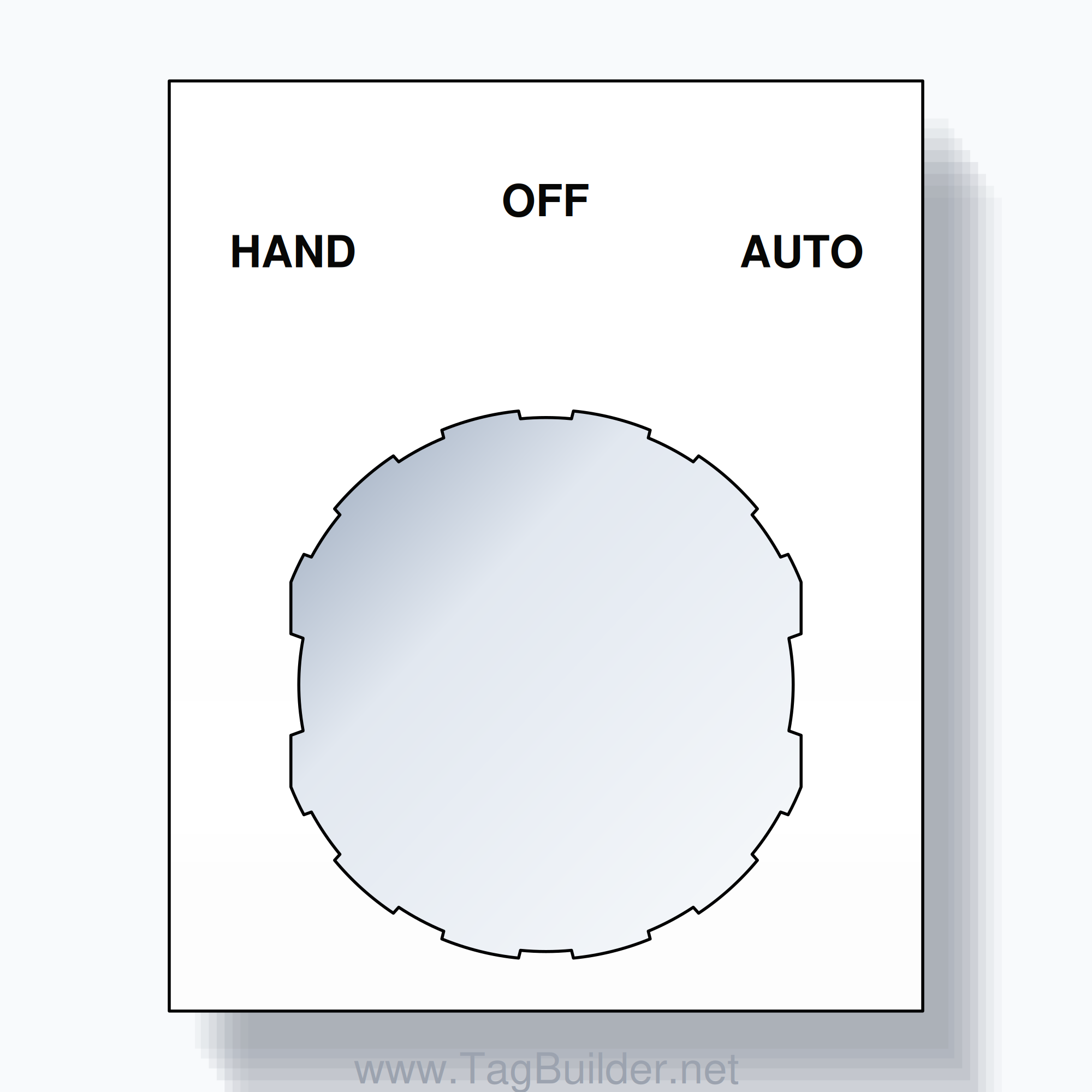 22mm Ring Tag – HAND OFF AUTO, Three-Line Square, Schneider Electric Compatible, Black on White
