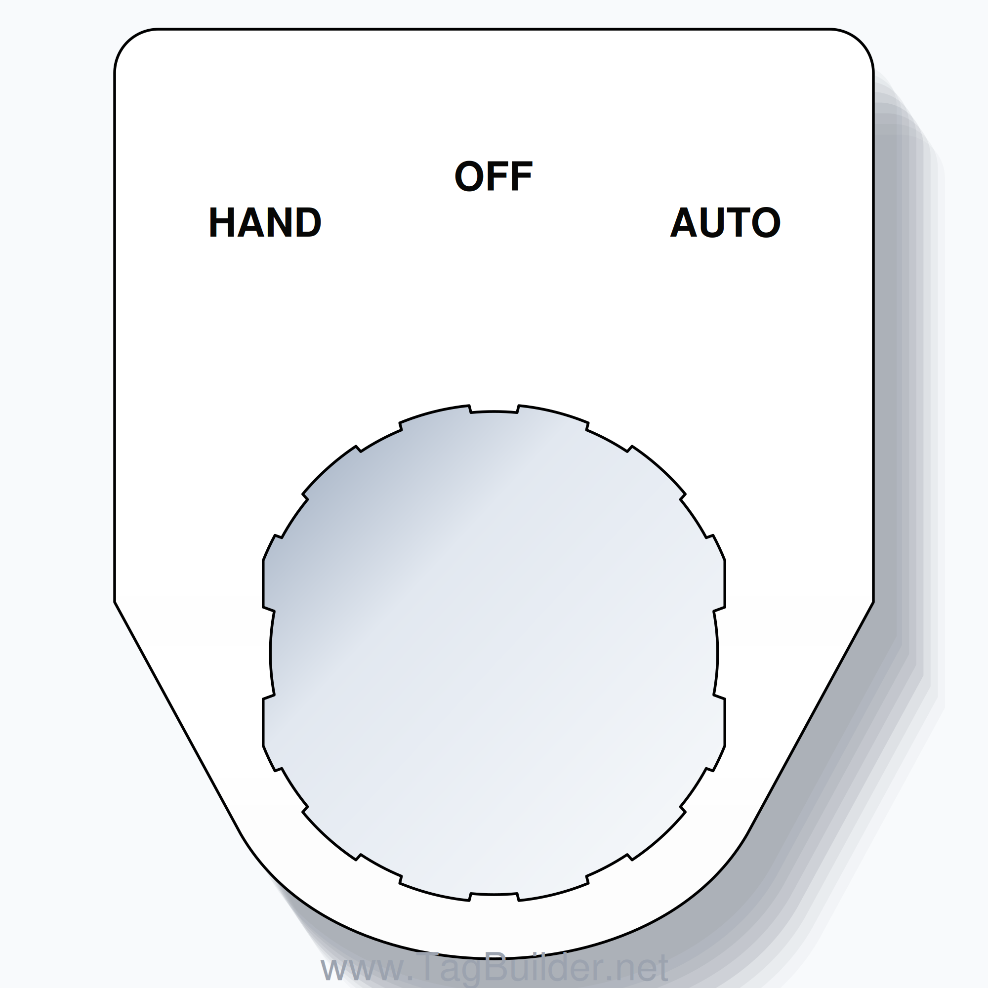 22mm Ring Tag – HAND OFF AUTO, Three-Line Traditional, Schneider Electric Compatible, Black on White