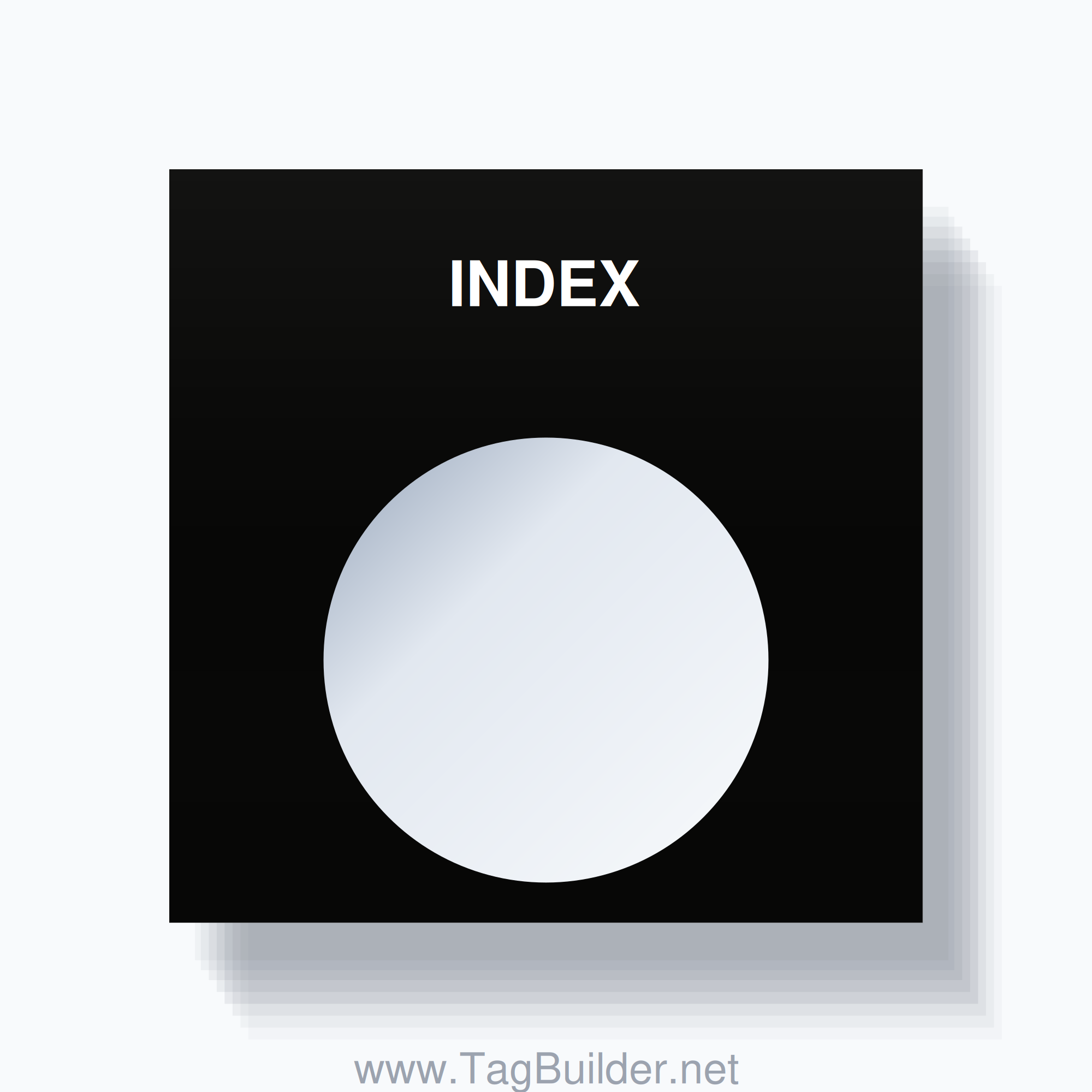 22mm Ring Tag – INDEX, Single-Line Square, White on Black