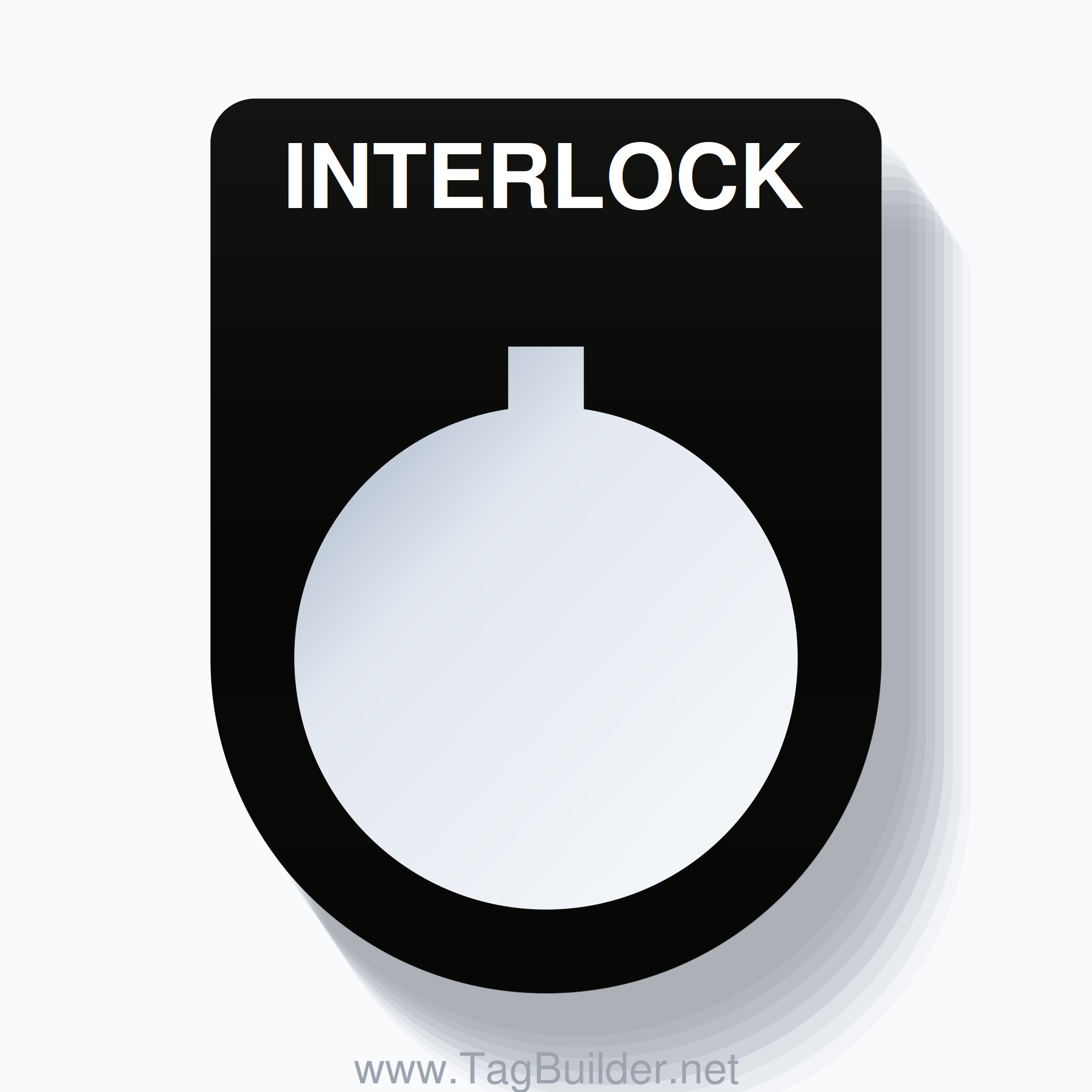 22mm Ring Tag – INTERLOCK, Single-Line Slim, Allen-Bradley Compatible, White on Black