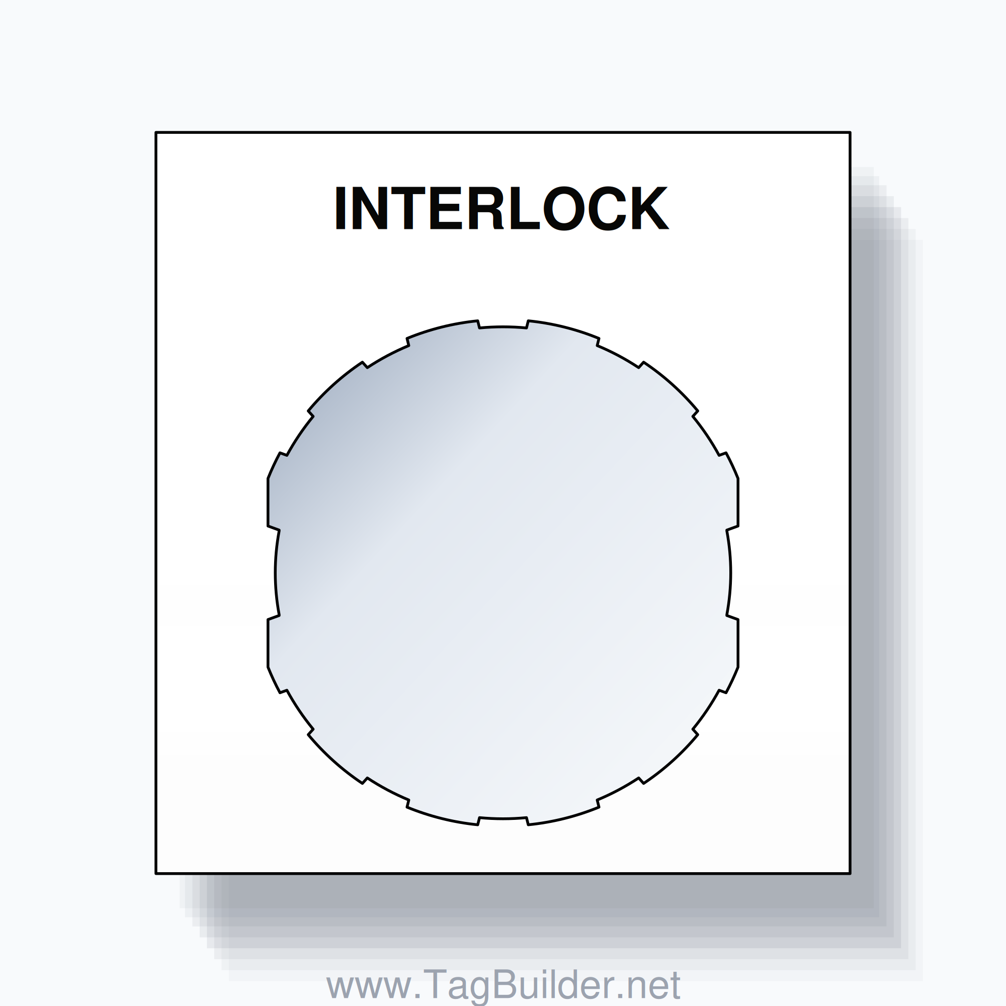 22mm Ring Tag – INTERLOCK, Single-Line Square, Schneider Electric Compatible, Black on White