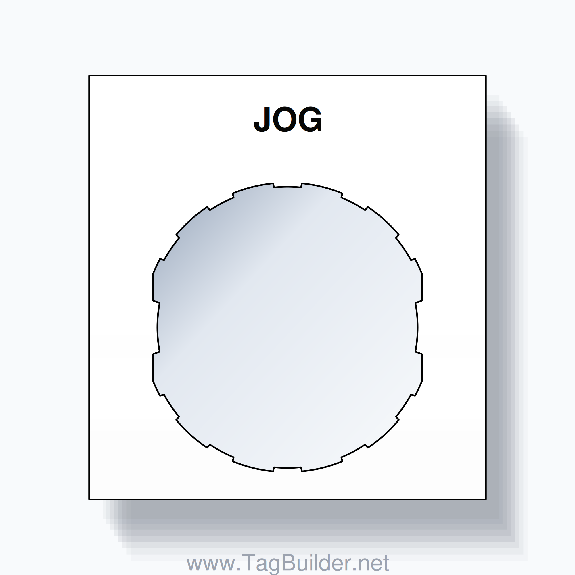 22mm Ring Tag – JOG, Single-Line Square, Schneider Electric Compatible, Black on White