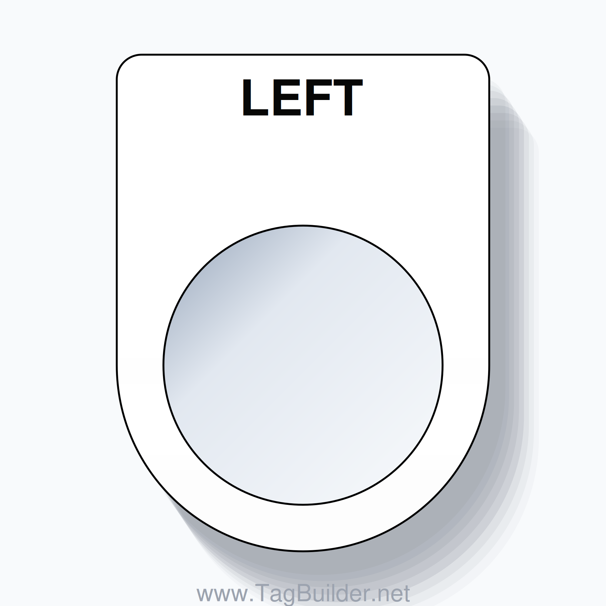 22mm Ring Tag – LEFT, Single-Line Slim, Black on White