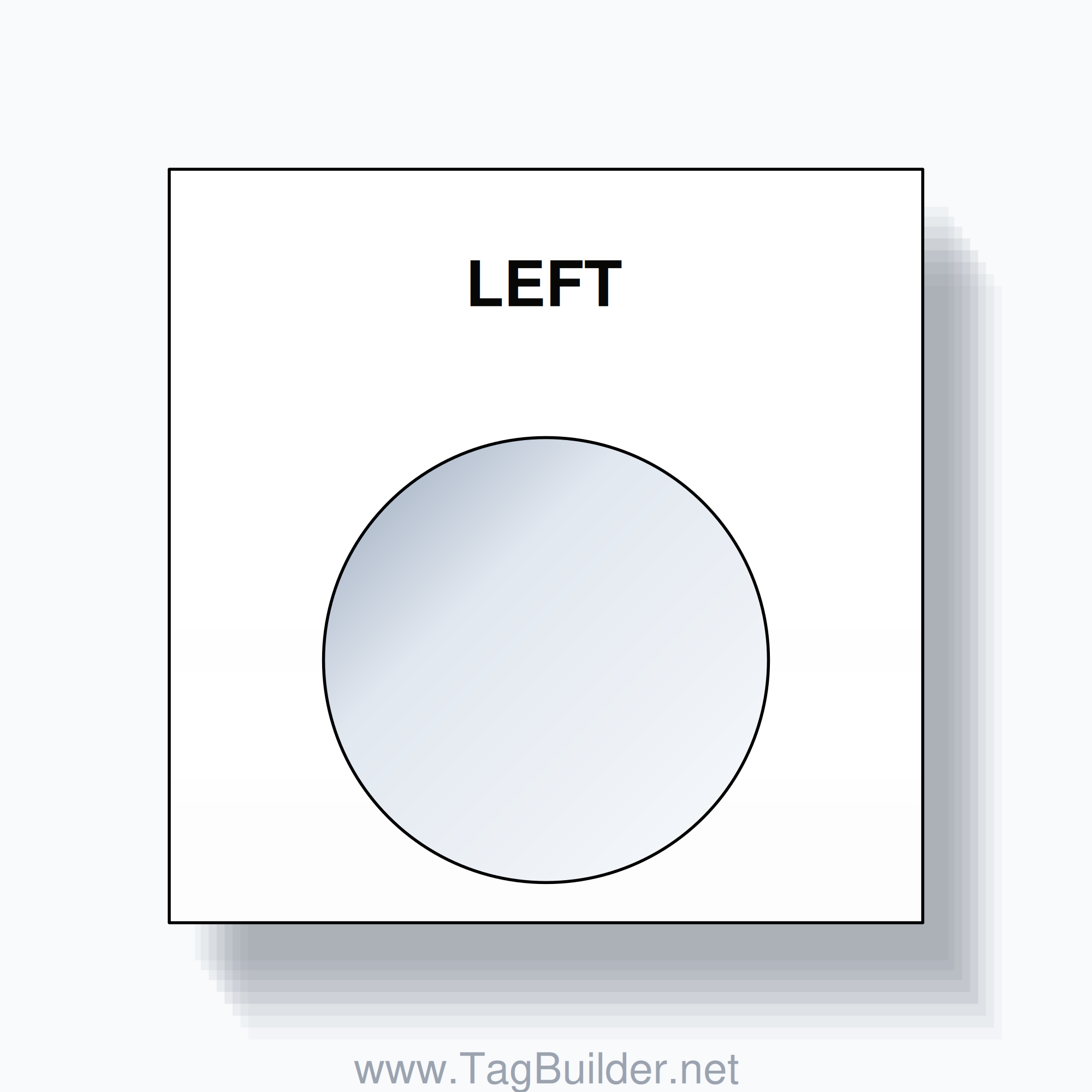 22mm Ring Tag – LEFT, Single-Line Square, Black on White