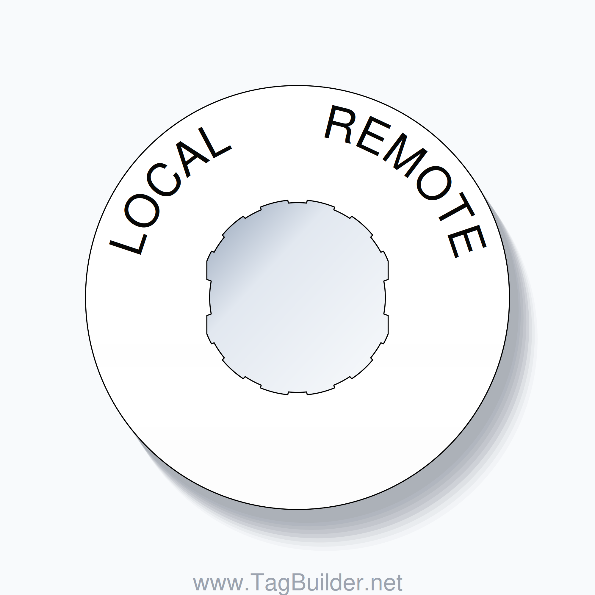 22mm Ring Tag – LOCAL       REMOTE, Single-Line 60mm Round, Schneider Electric Compatible, Black on White
