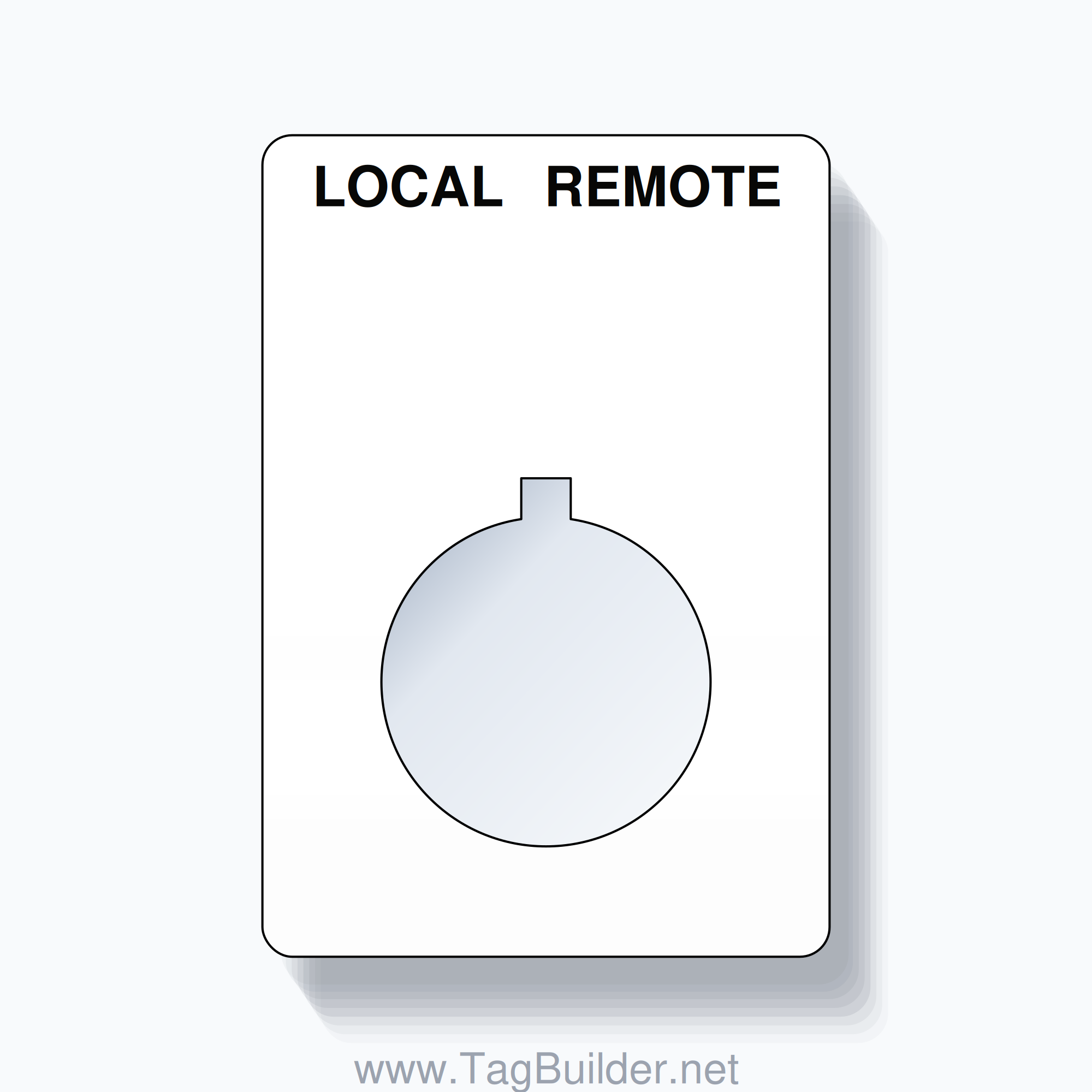 22mm Ring Tag – LOCAL REMOTE, Two-Line Rounded, Allen-Bradley Compatible, Black on White