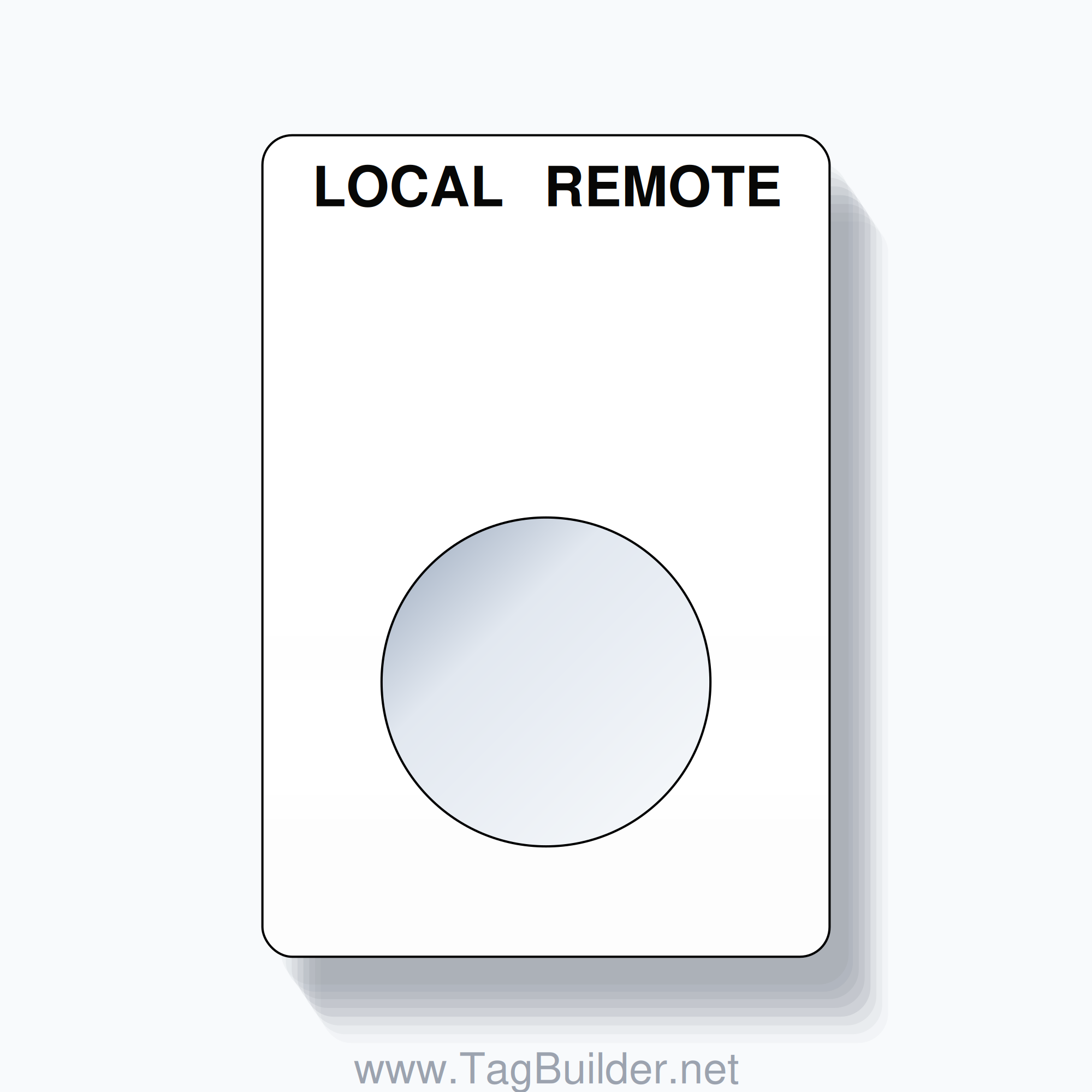 22mm Ring Tag – LOCAL REMOTE, Two-Line Rounded, Black on White
