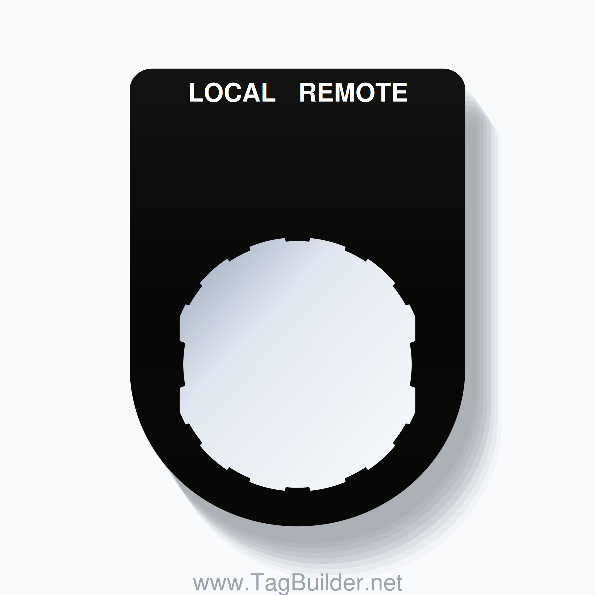 22mm Ring Tag – LOCAL REMOTE, Two-Line Slim, Schneider Electric Compatible, White on Black