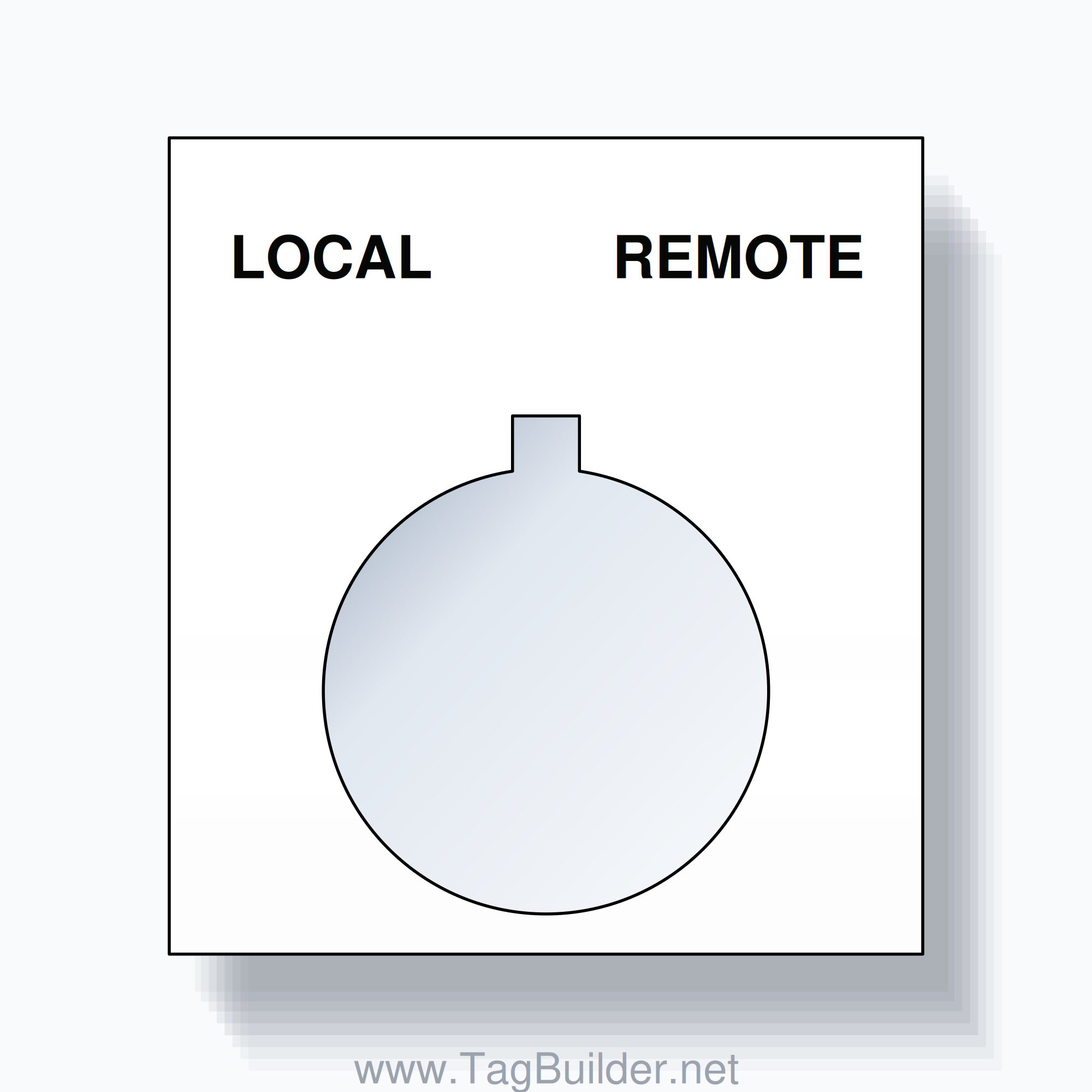 22mm Ring Tag – LOCAL REMOTE, Two-Line Square, Allen-Bradley Compatible, Black on White