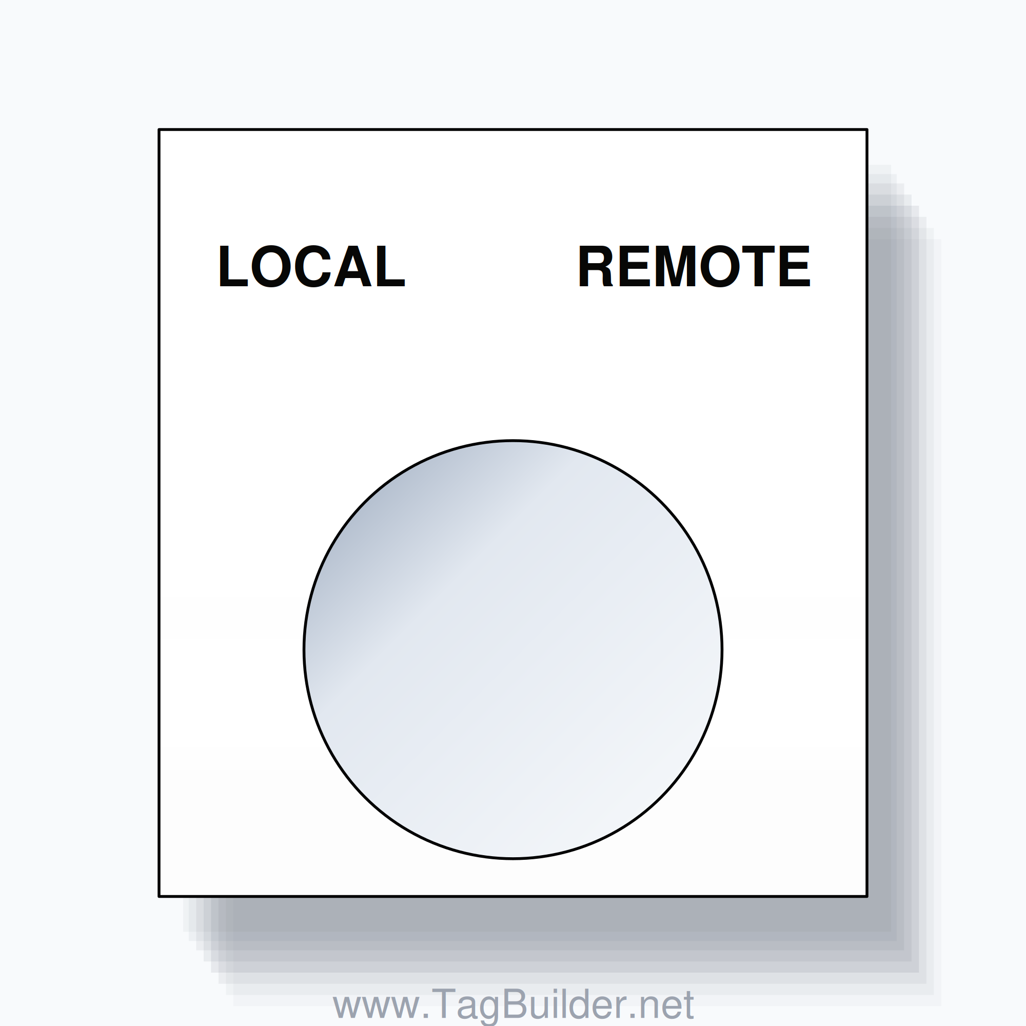 22mm Ring Tag – LOCAL REMOTE, Two-Line Square, Black on White