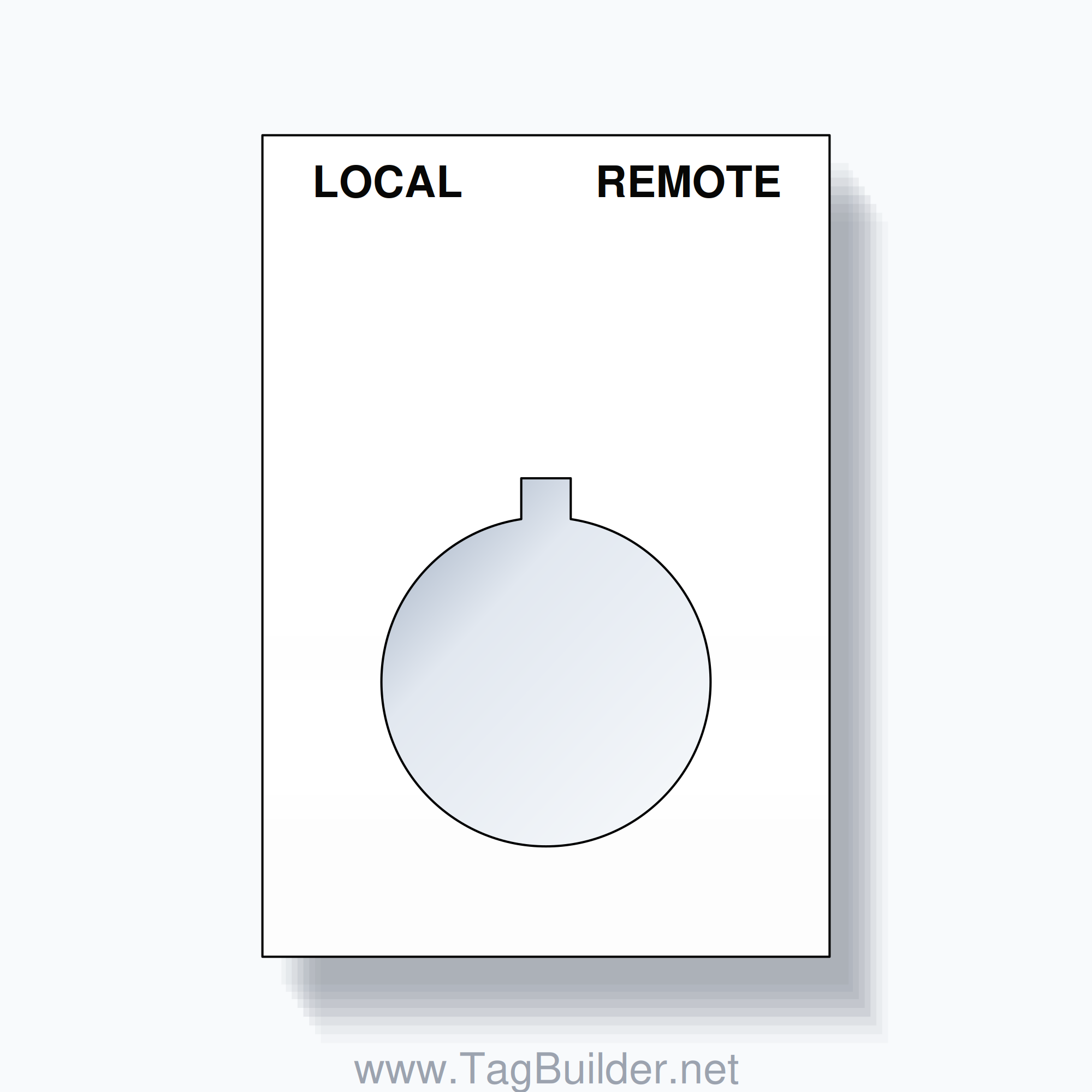 22mm Ring Tag – LOCAL REMOTE, Two-Line Squared, Allen-Bradley Compatible, Black on White