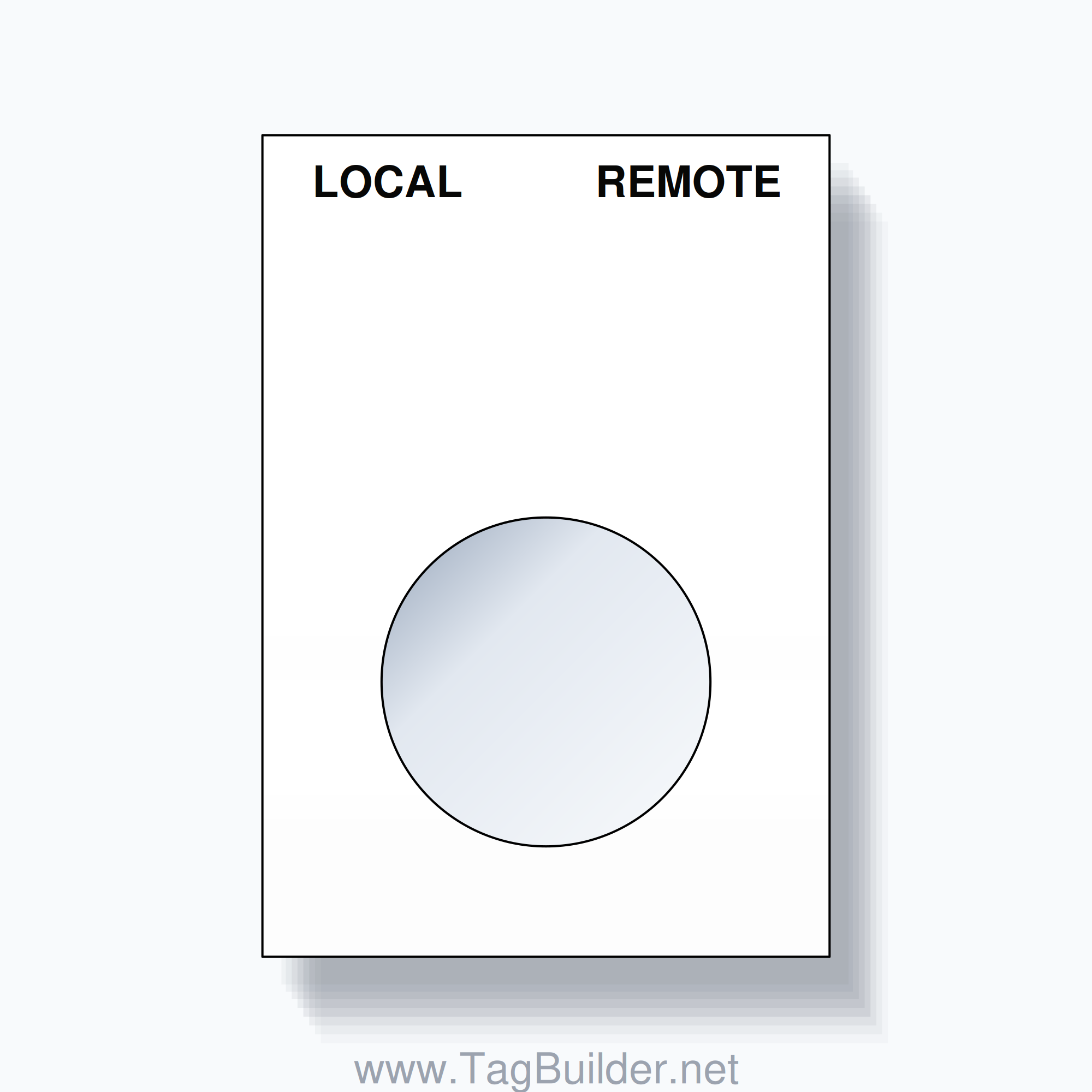 22mm Ring Tag – LOCAL REMOTE, Two-Line Squared, Black on White