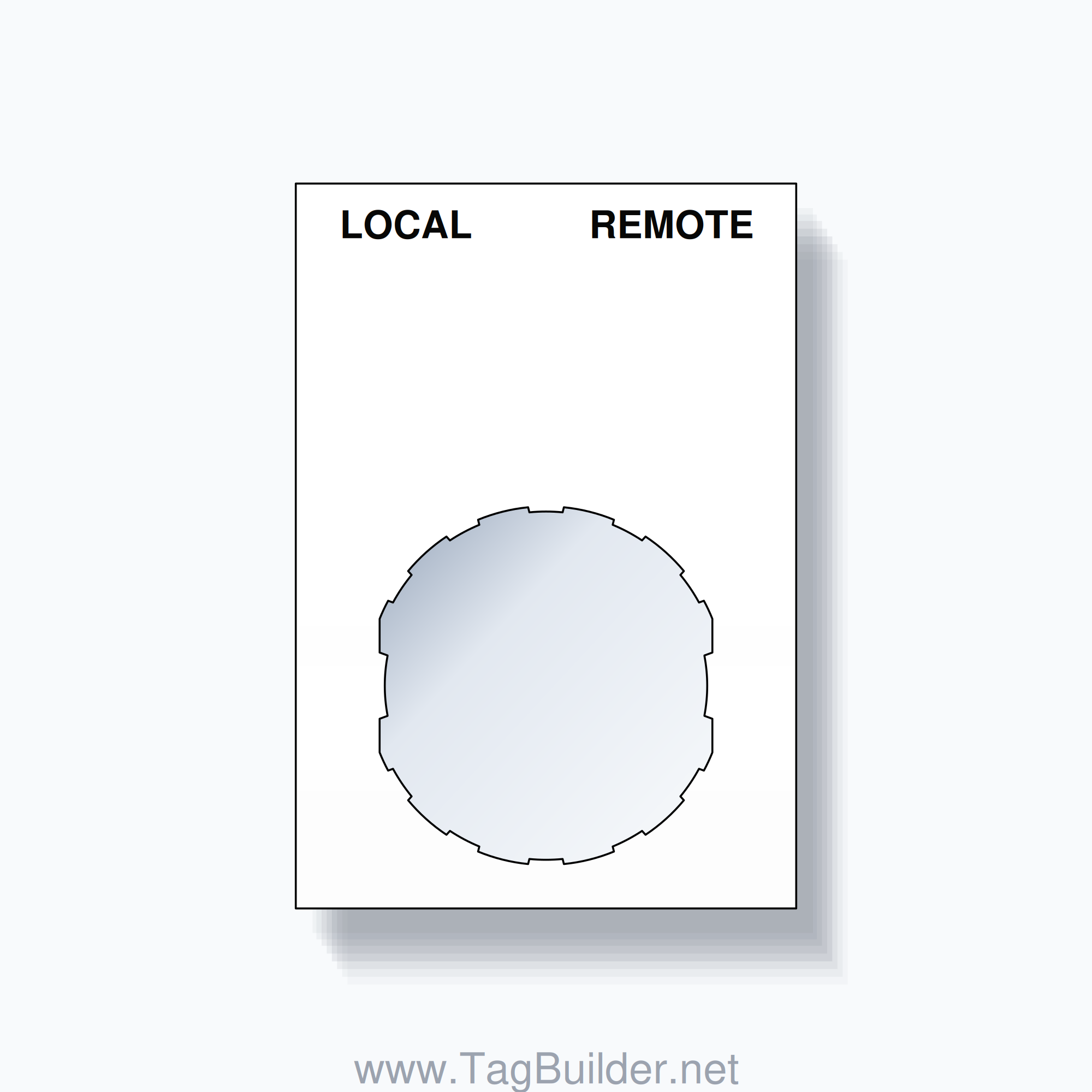 22mm Ring Tag – LOCAL REMOTE, Two-Line Squared, Schneider Electric Compatible, Black on White