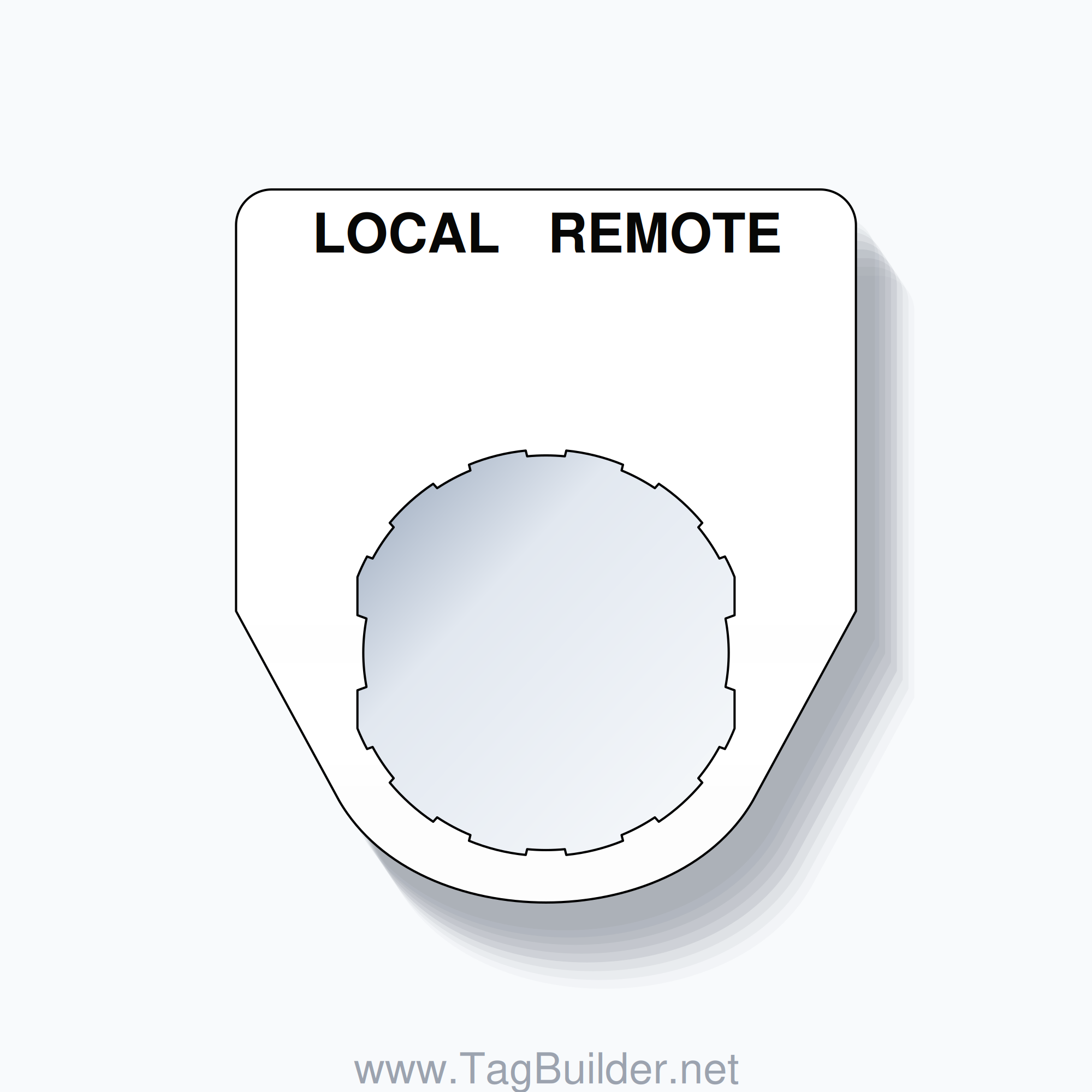 22mm Ring Tag – LOCAL REMOTE, Two-Line Traditional, Schneider Electric Compatible, Black on White