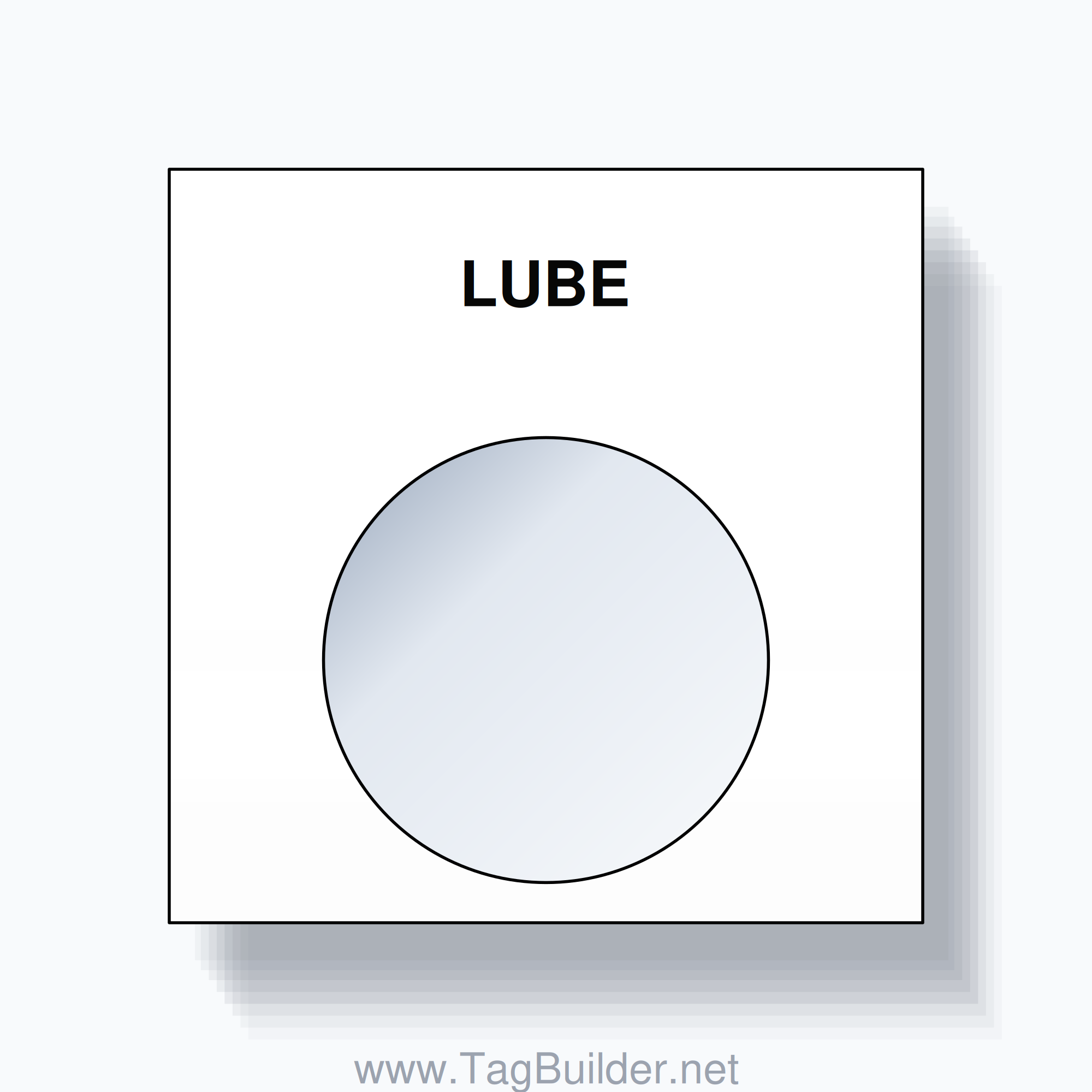 22mm Ring Tag – LUBE, Single-Line Square, Black on White