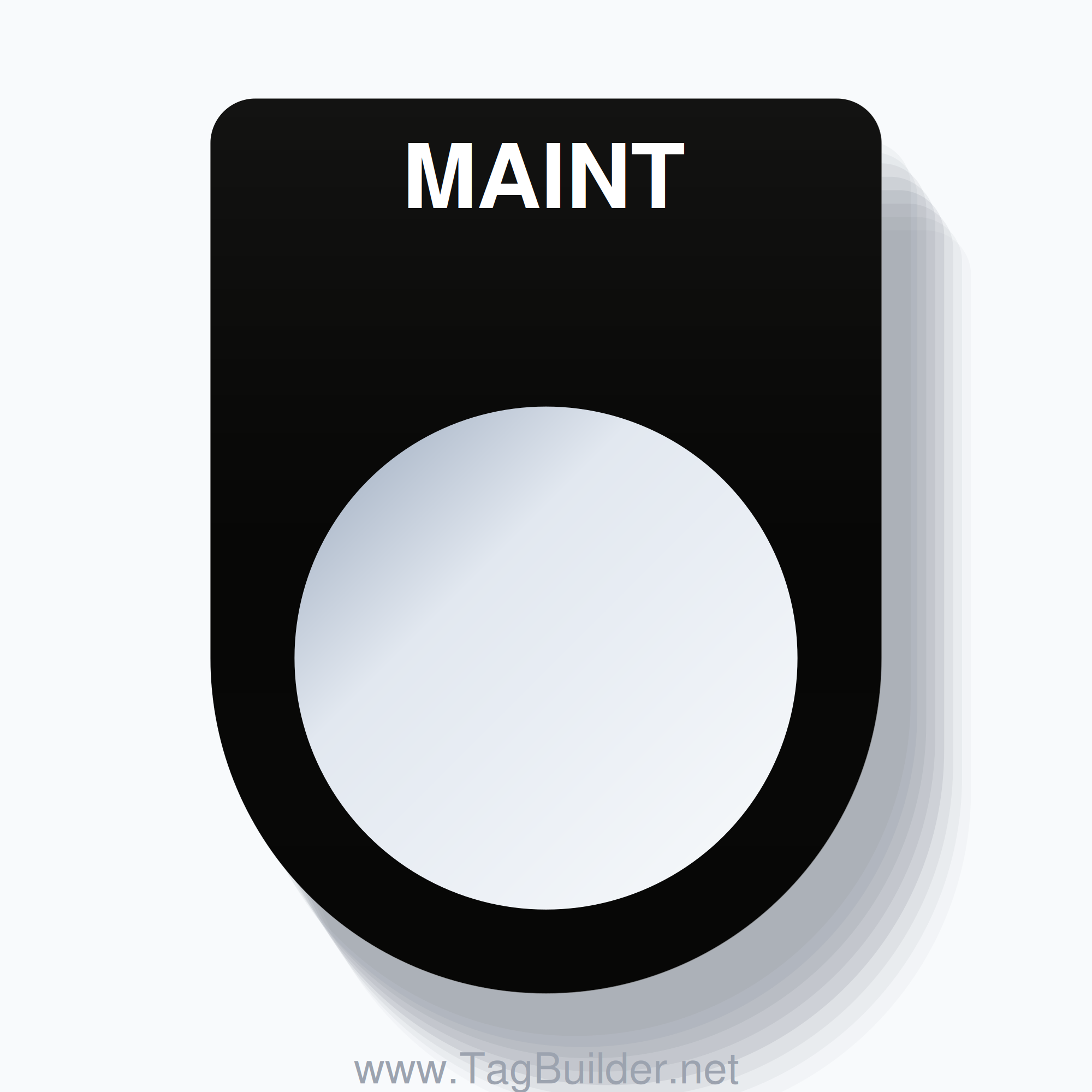 22mm Ring Tag – MAINT, Single-Line Slim, White on Black