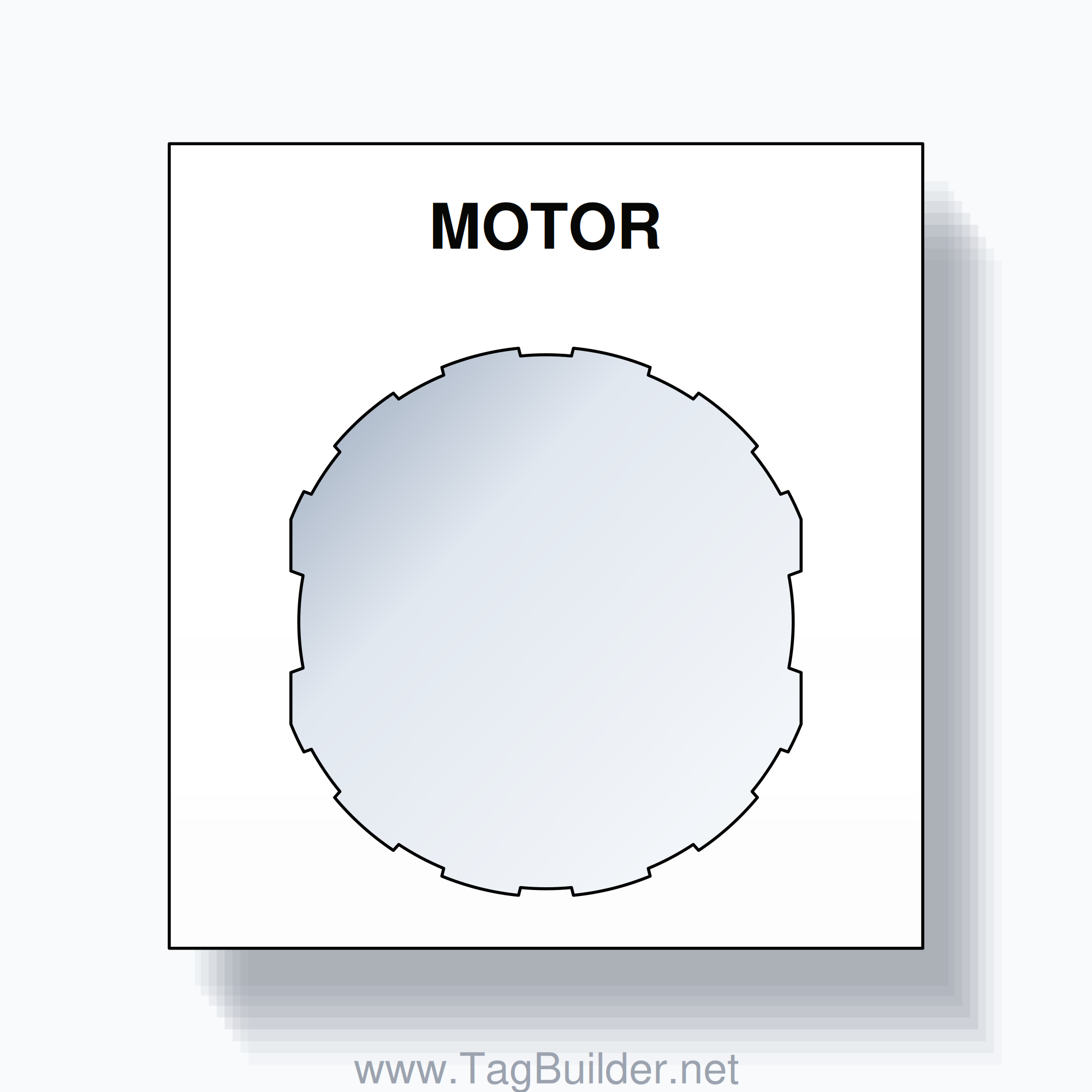 22mm Ring Tag – MOTOR, Single-Line Square, Schneider Electric Compatible, Black on White