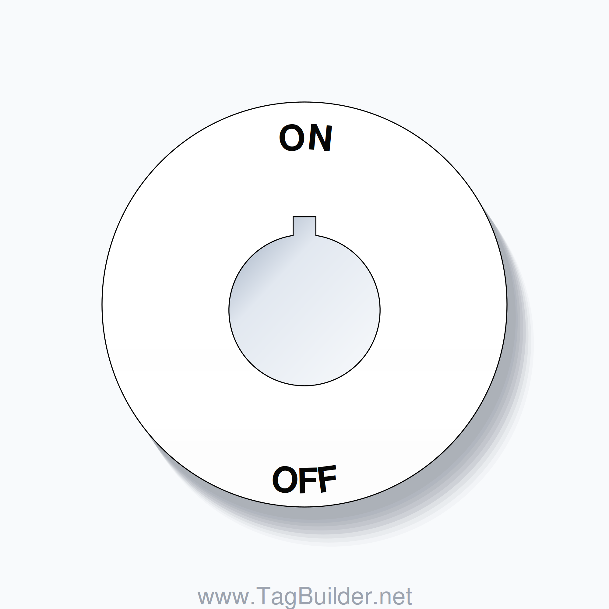 22mm Ring Tag – ON OFF, Single-Line 60mm Round, Allen-Bradley Compatible, Black on White