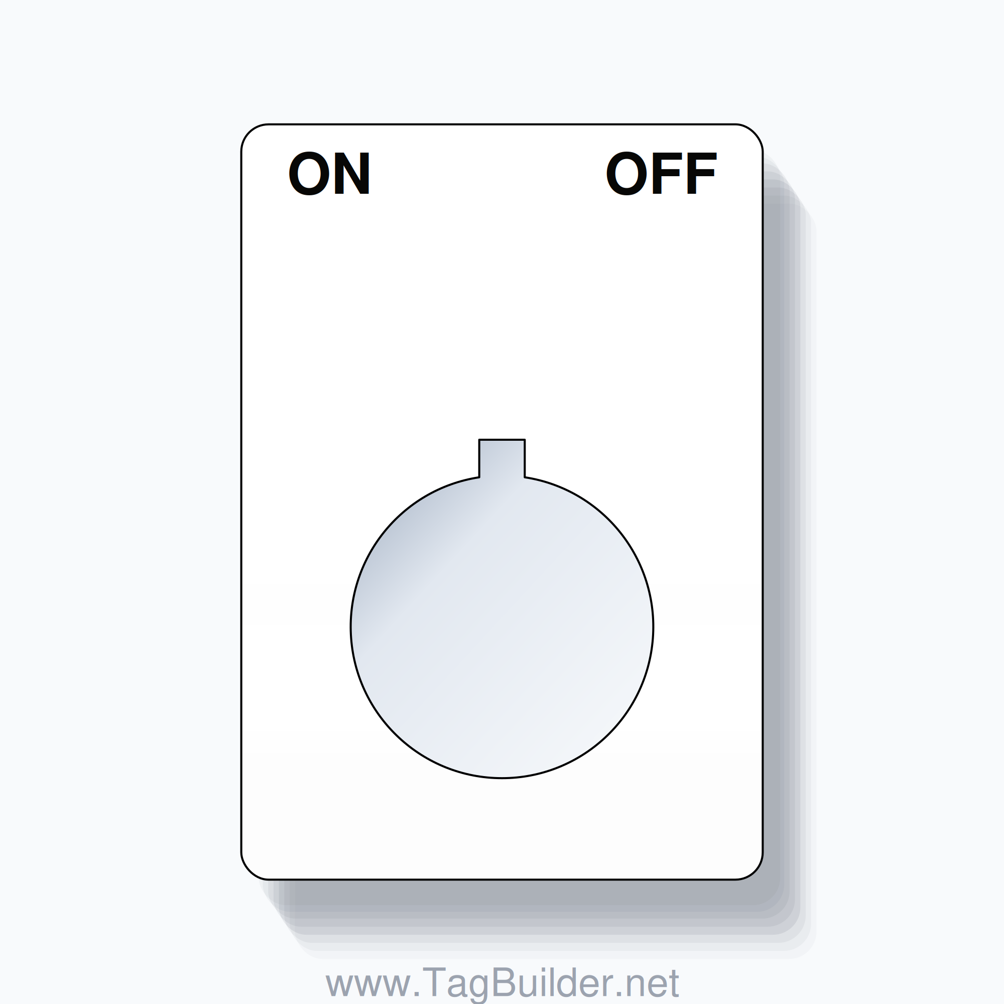 22mm Ring Tag – ON OFF, Two-Line Rounded, Allen-Bradley Compatible, Black on White