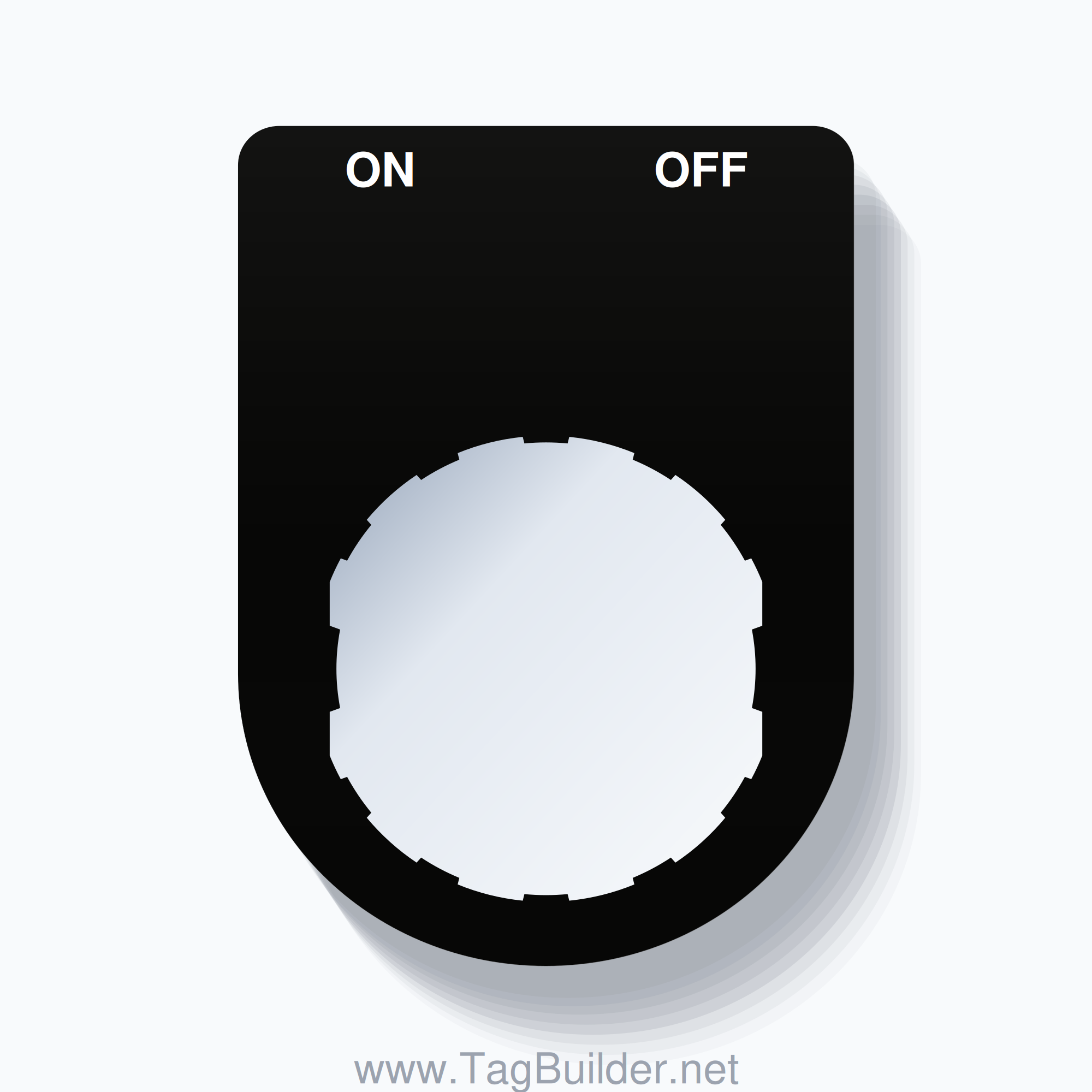 22mm Ring Tag – ON OFF, Two-Line Slim, Schneider Electric Compatible, White on Black