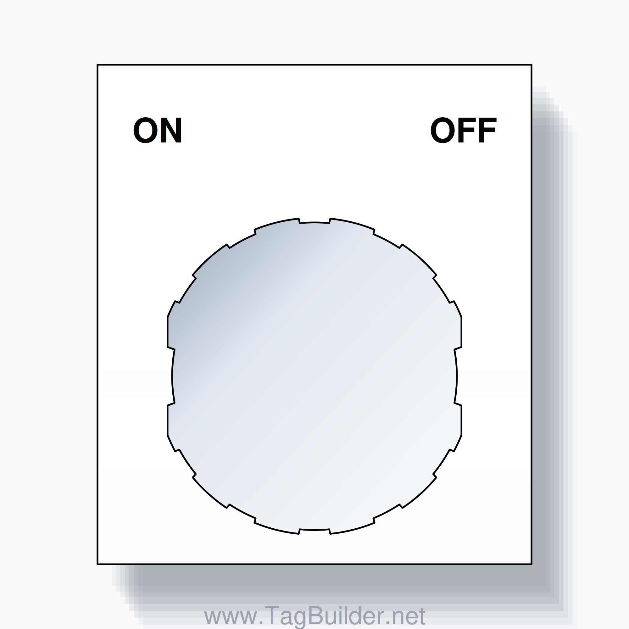 22mm Ring Tag – ON OFF, Two-Line Square, Schneider Electric Compatible, Black on White