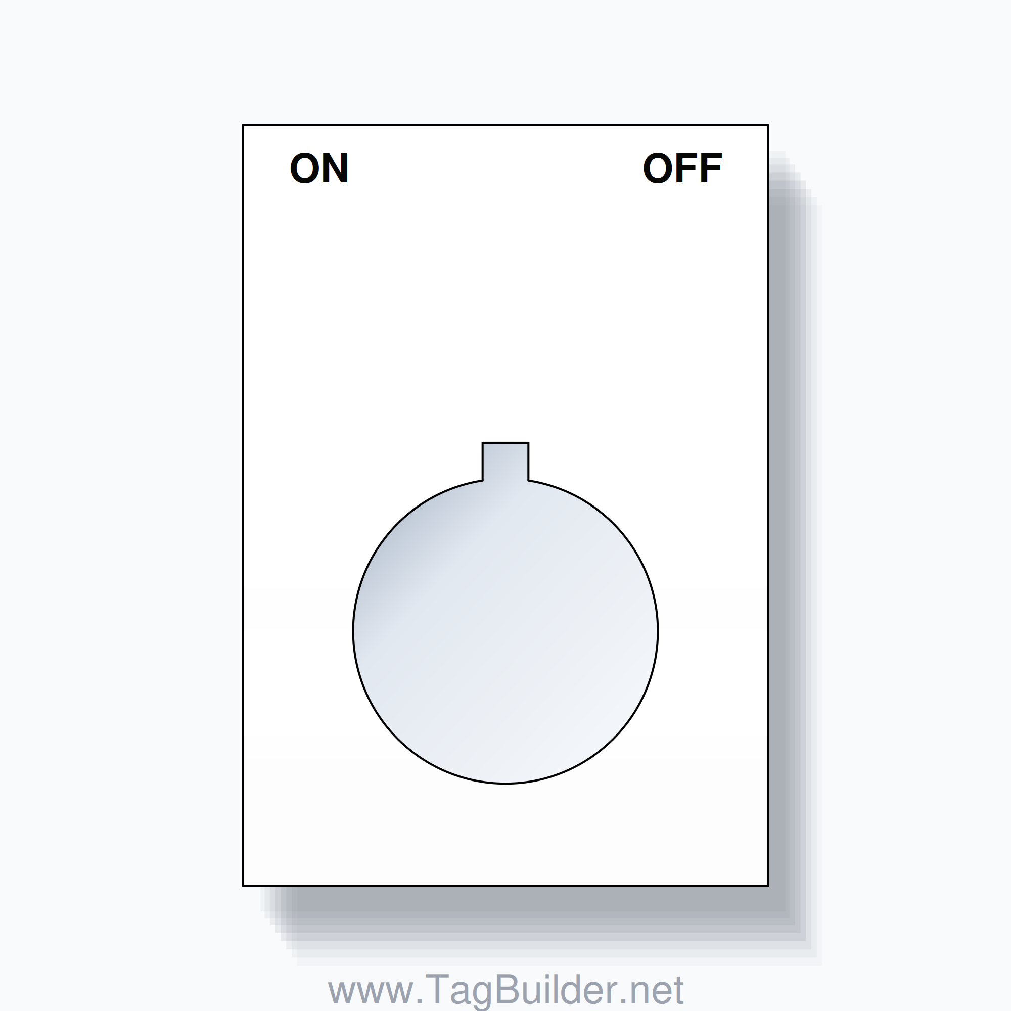 22mm Ring Tag – ON OFF, Two-Line Squared, Allen-Bradley Compatible, Black on White