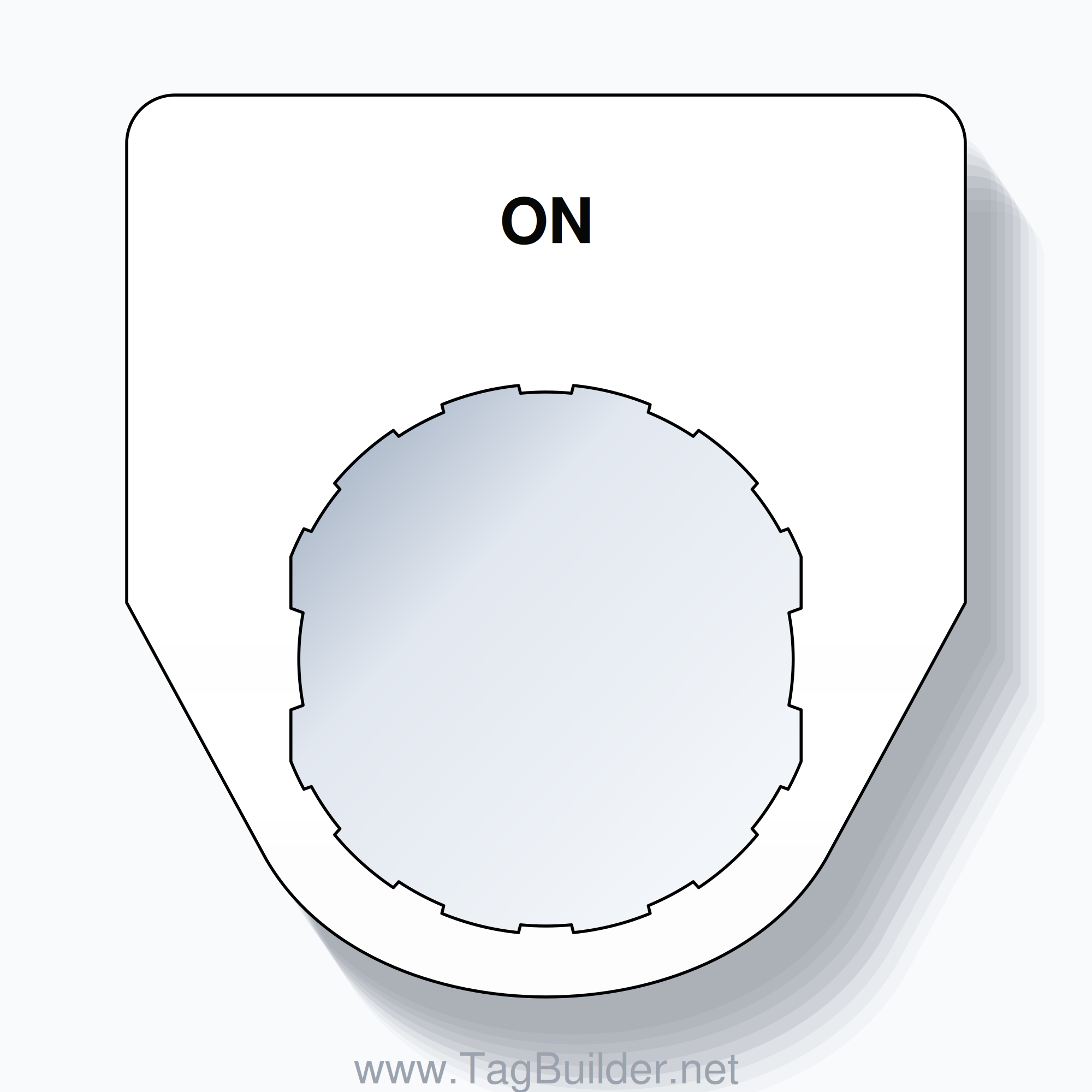 22mm Ring Tag – ON, Single-Line Traditional, Schneider Electric Compatible, Black on White