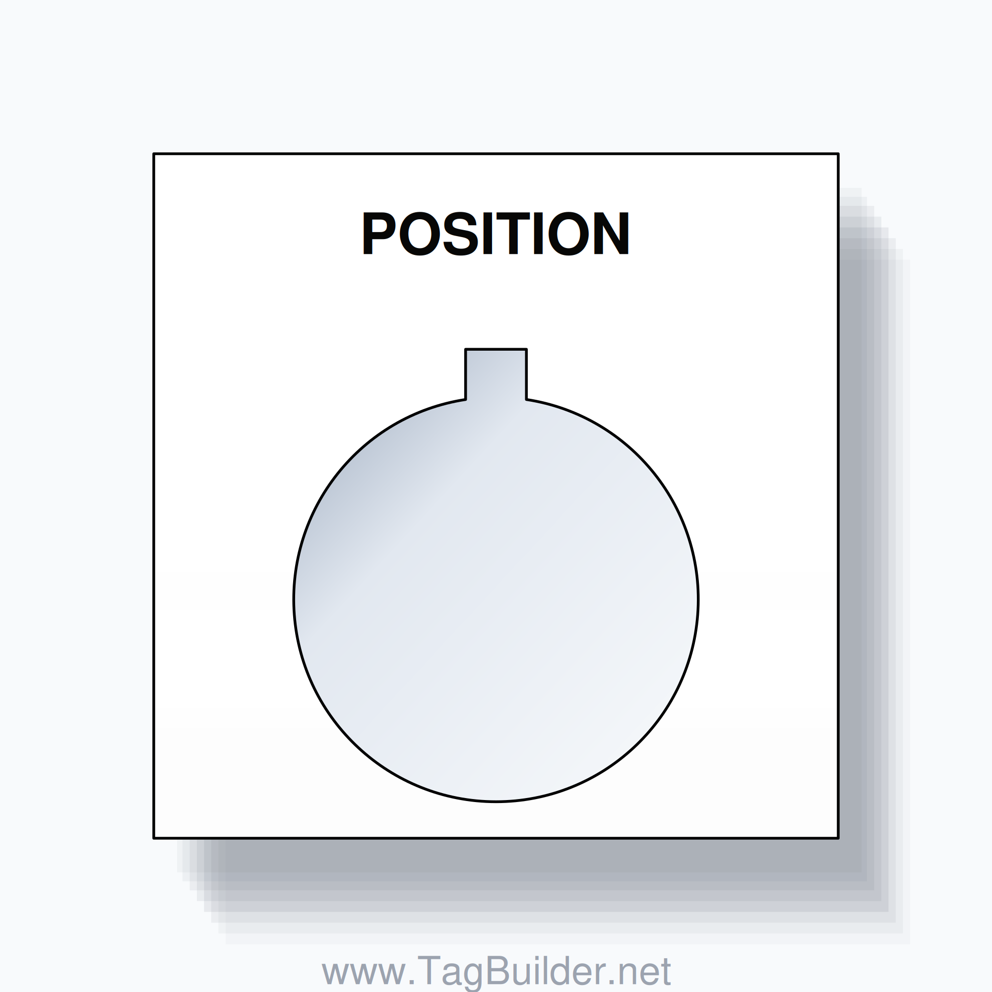 22mm Ring Tag – POSITION, Single-Line Square, Allen-Bradley Compatible, Black on White