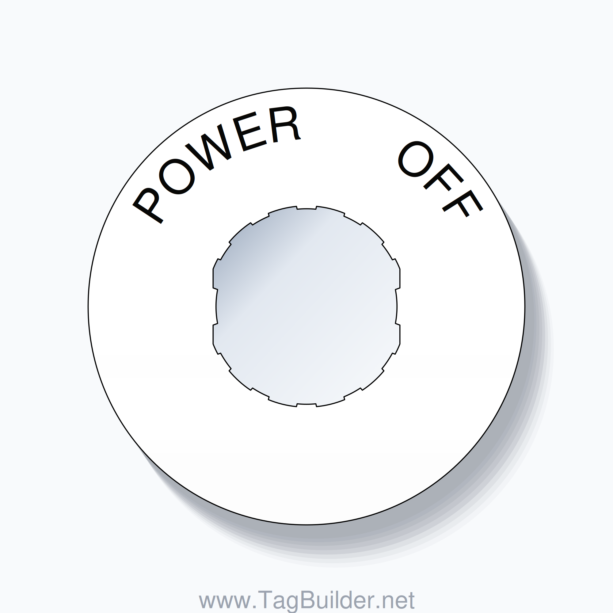22mm Ring Tag – POWER       OFF, Single-Line 60mm Round, Schneider Electric Compatible, Black on White