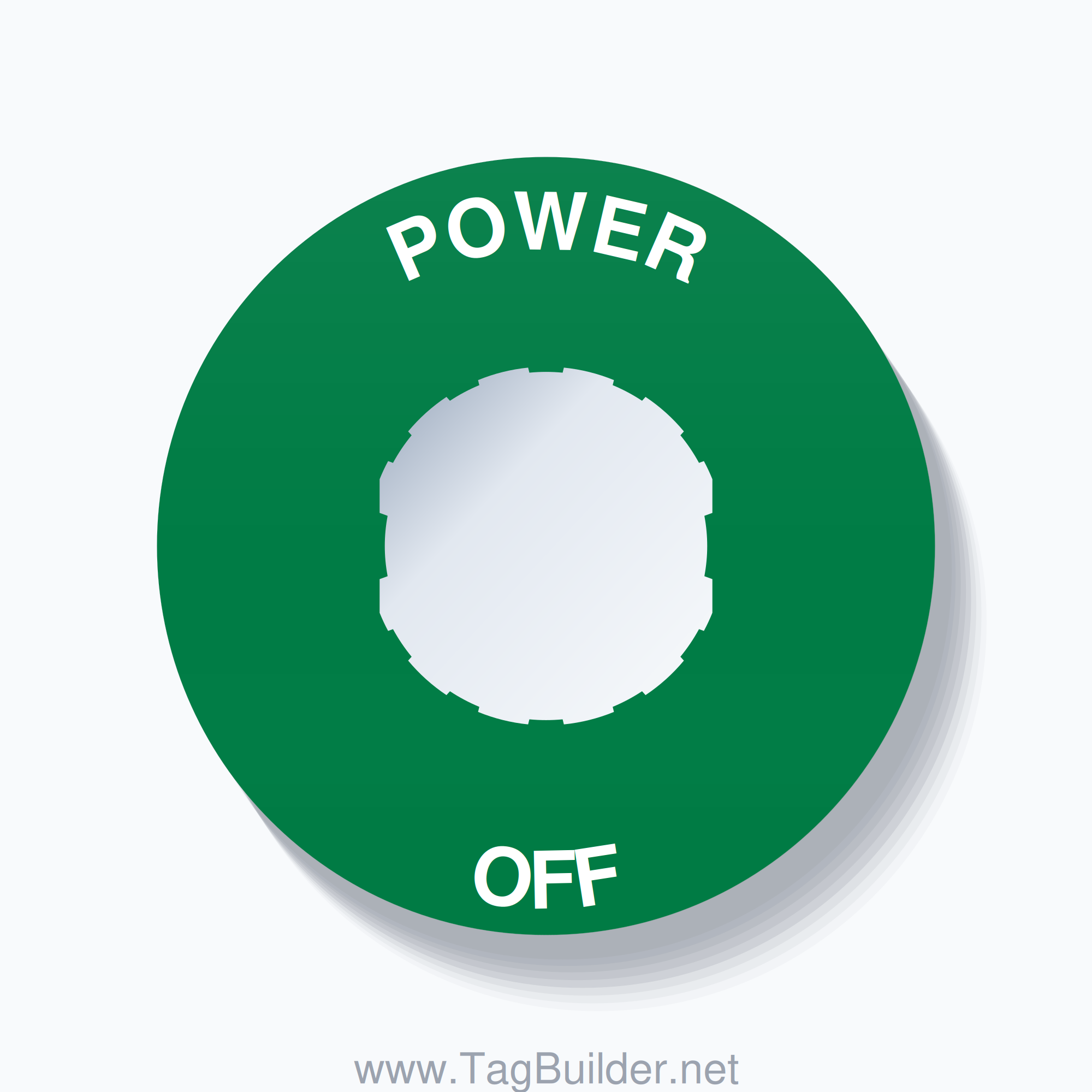 22mm Ring Tag – POWER OFF, Single-Line 60mm Round, Schneider Electric Compatible, White on Green