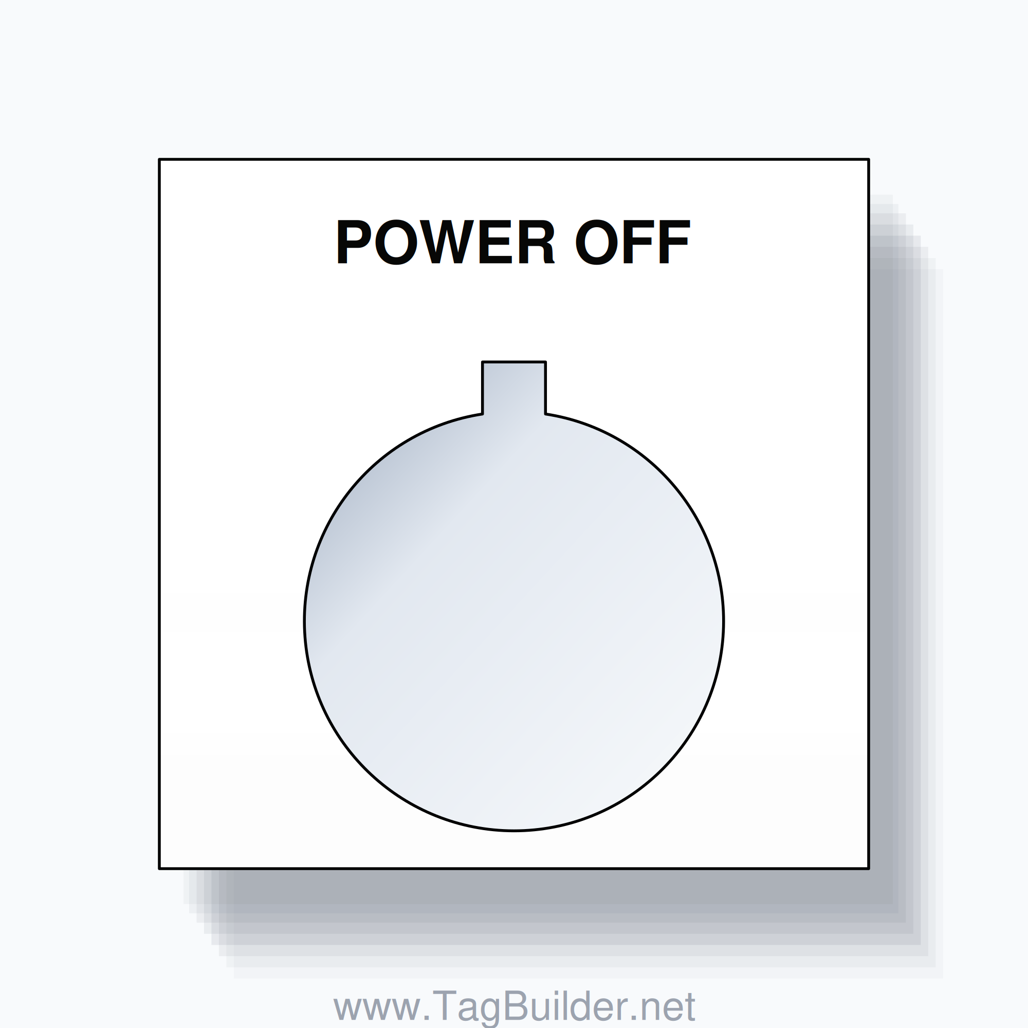 22mm Ring Tag – POWER OFF, Single-Line Square, Allen-Bradley Compatible, Black on White