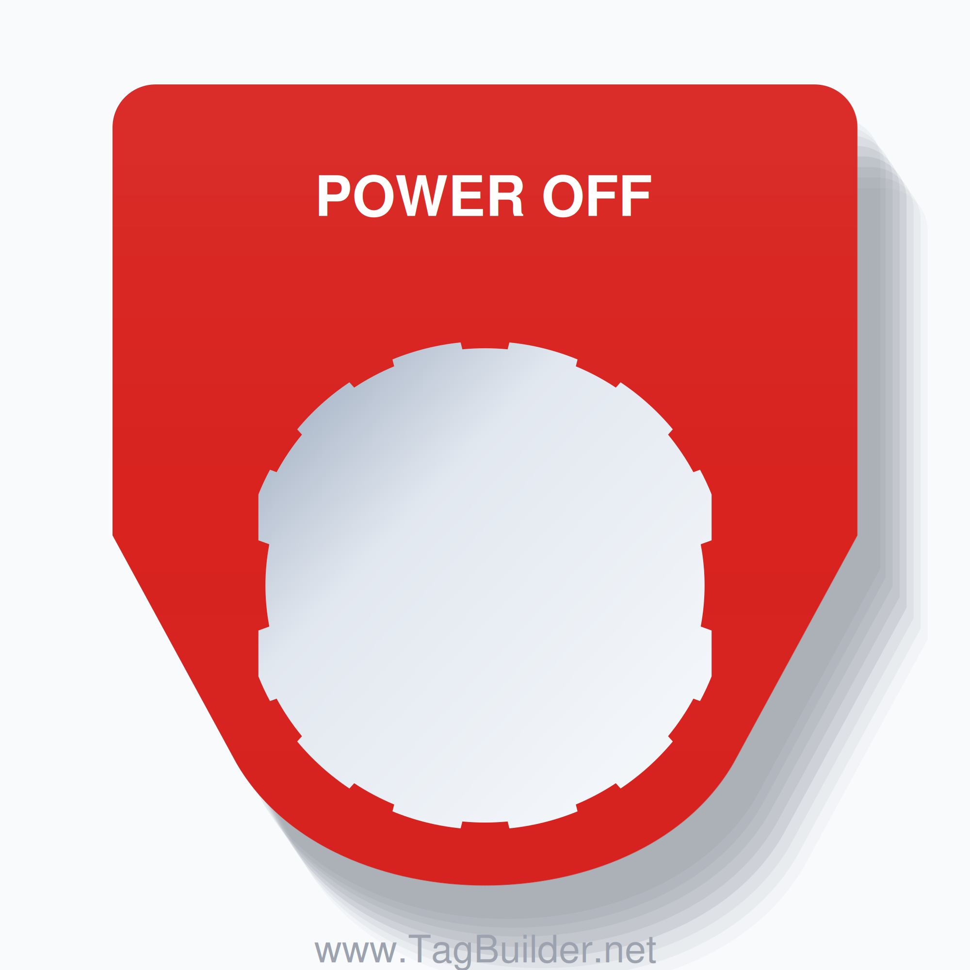 22mm Ring Tag – POWER OFF, Single-Line Traditional, Schneider Electric Compatible, White on Red